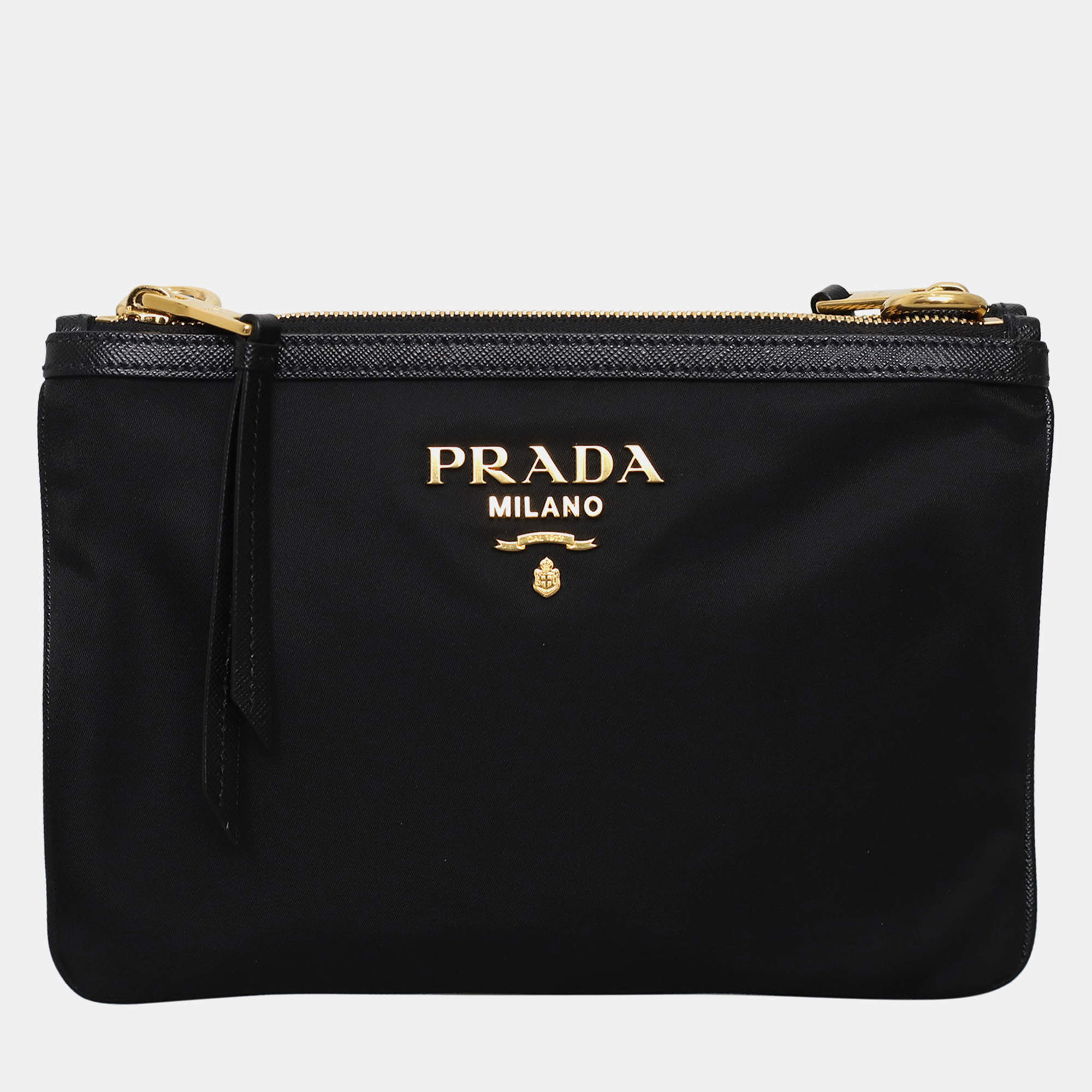Pre Owned Prada Bandeliera Double Zip Nylon Crossbody Bag
