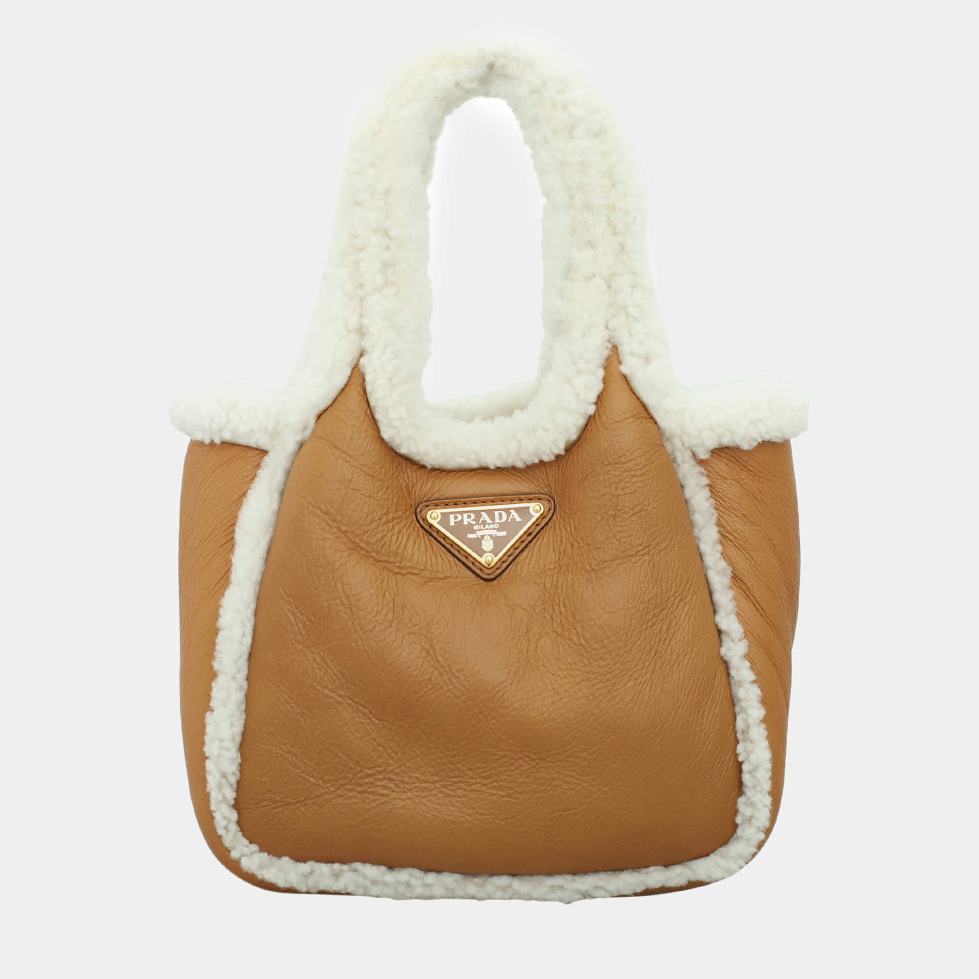 Pre Owned Prada Shearling Mini Handbag
