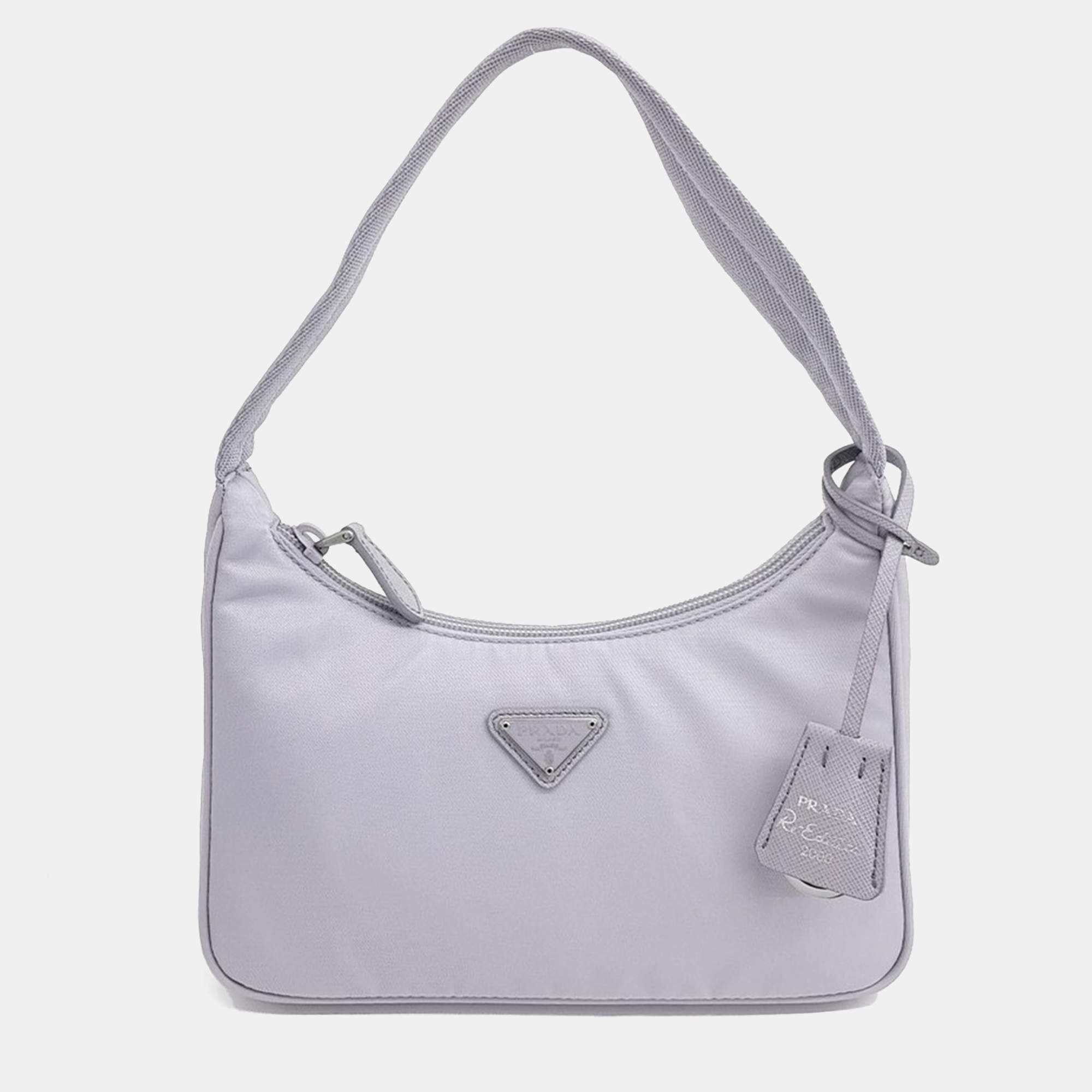 Pre Owned Prada Grey Nylon Tessuto Hobo Bag