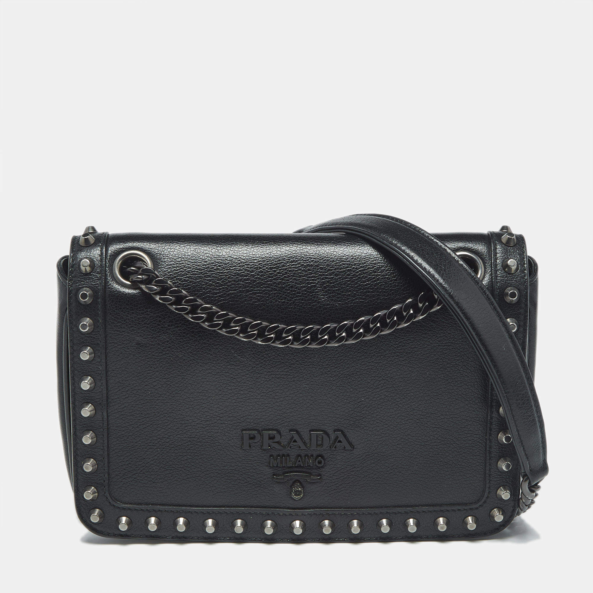 Prada Black Saffiano Leather Mini Zip Top Camera Sling Bag