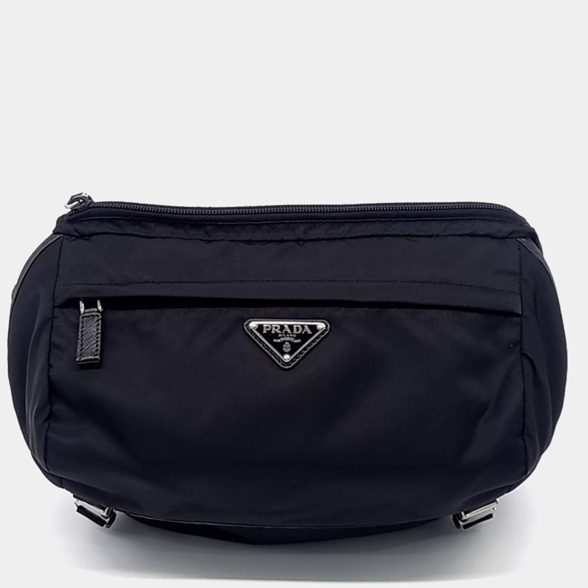 Pre Owned Prada Black Nylon Nylon Biker Bag