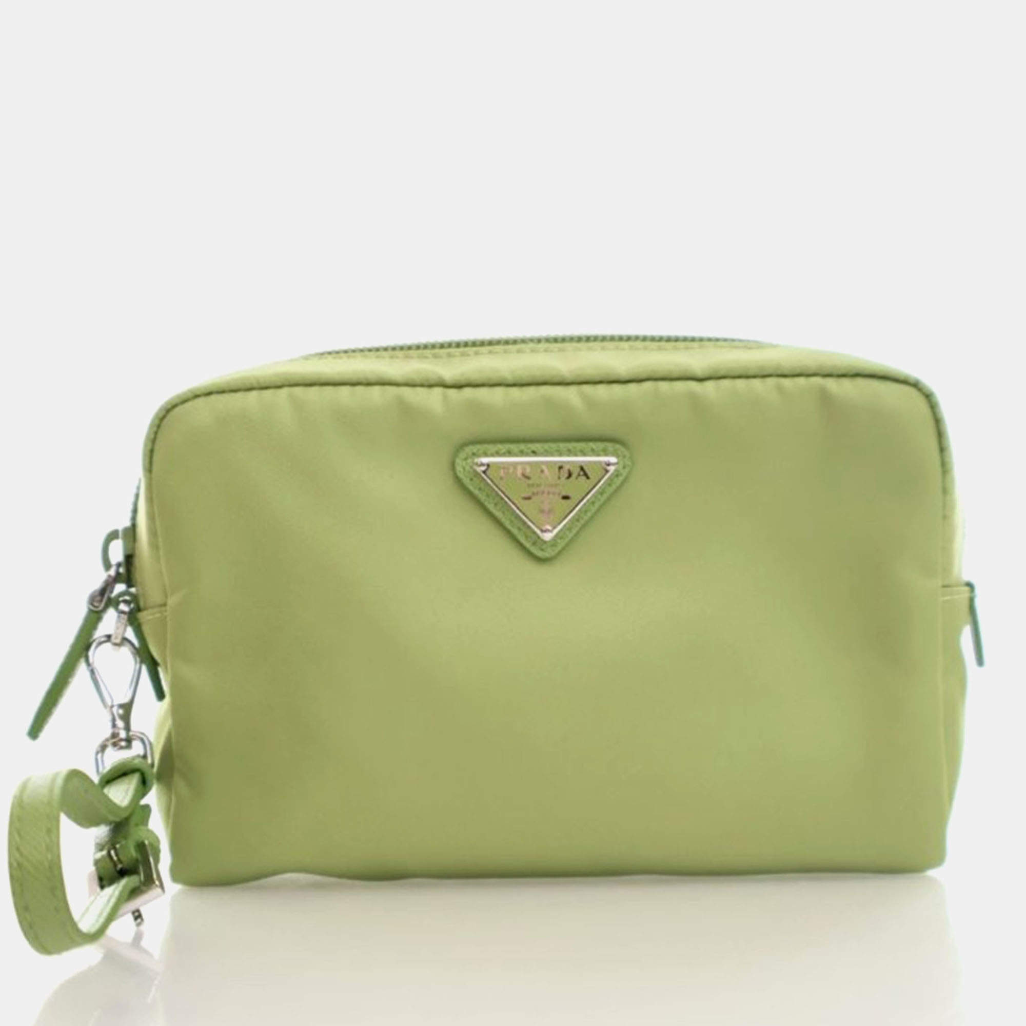 Pre Owned Prada Re-Nylon Small Green Nylon Pouch Bag