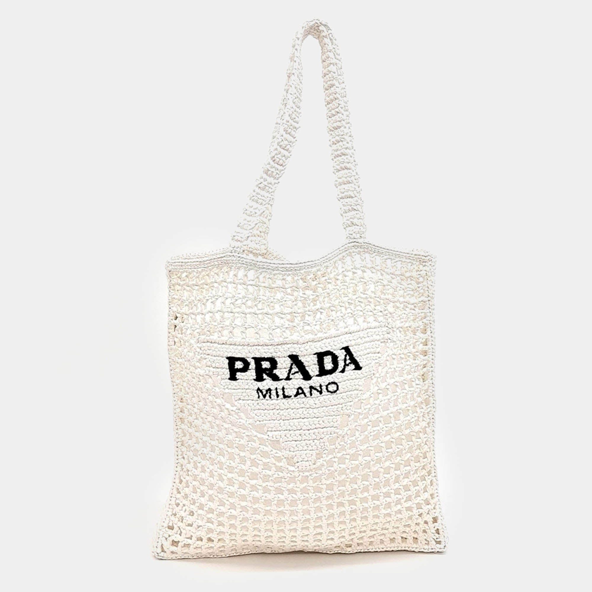 Pre Owned Prada White Raffia raffia shoulder bag