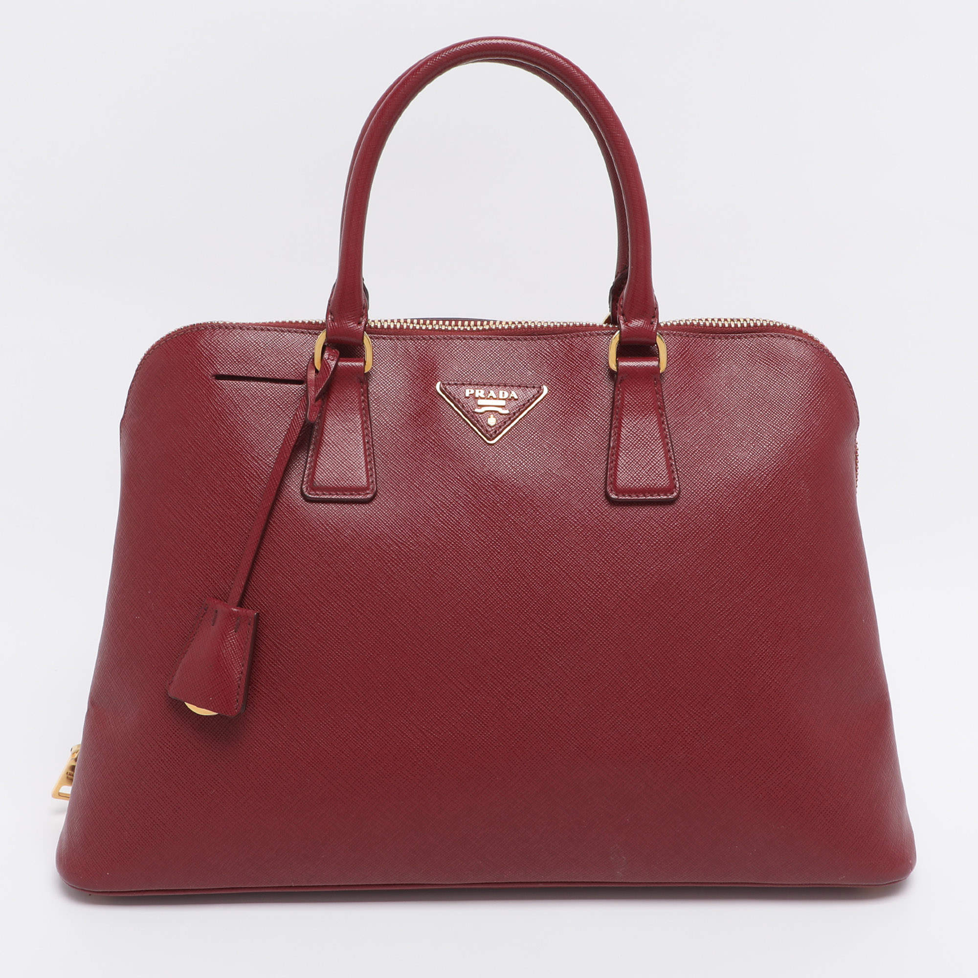 Pre Owned Prada Red Saffiano Lux Leather Promenade Satchel