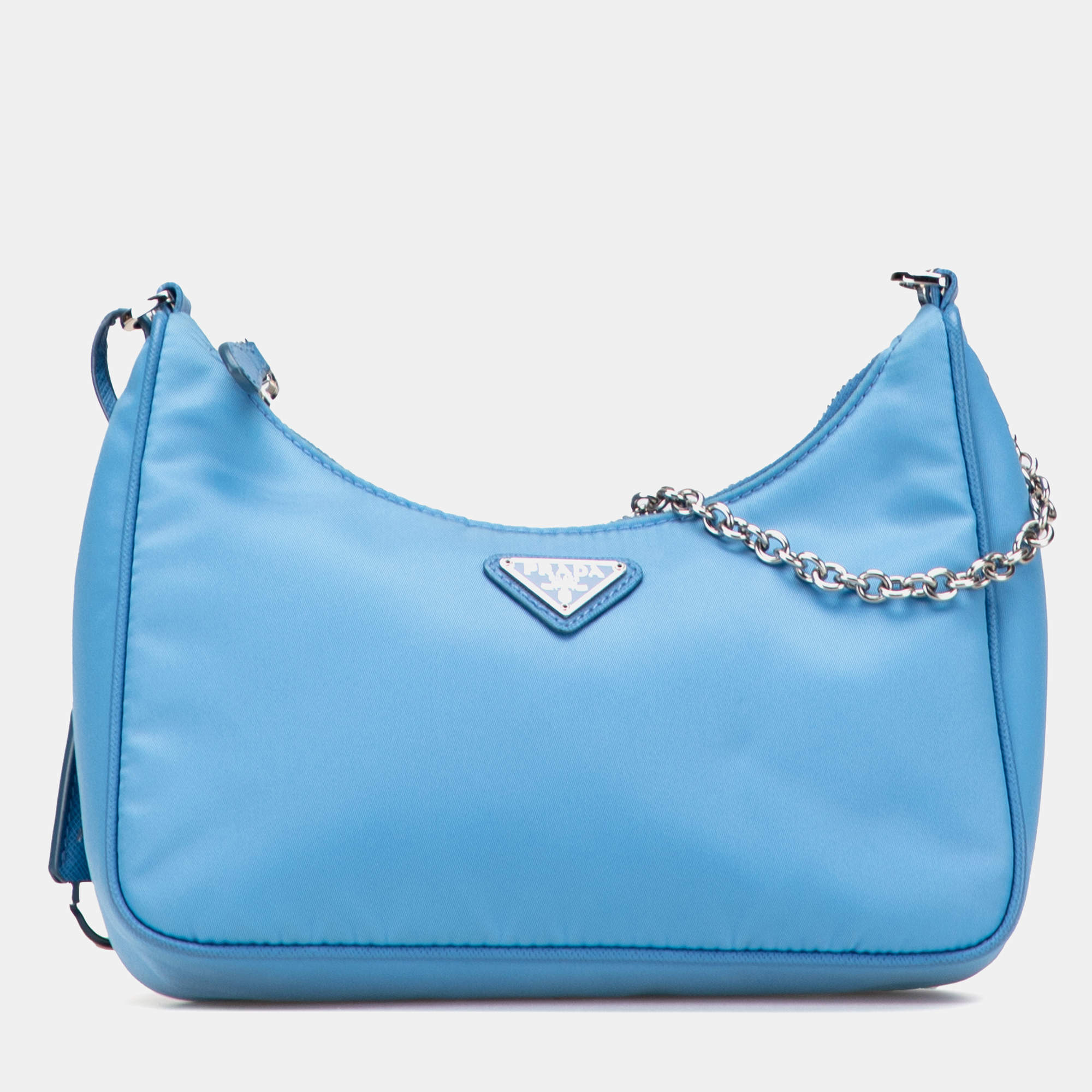 Pre Owned Prada Blue Tessuto Re Edition 2005 Satchel