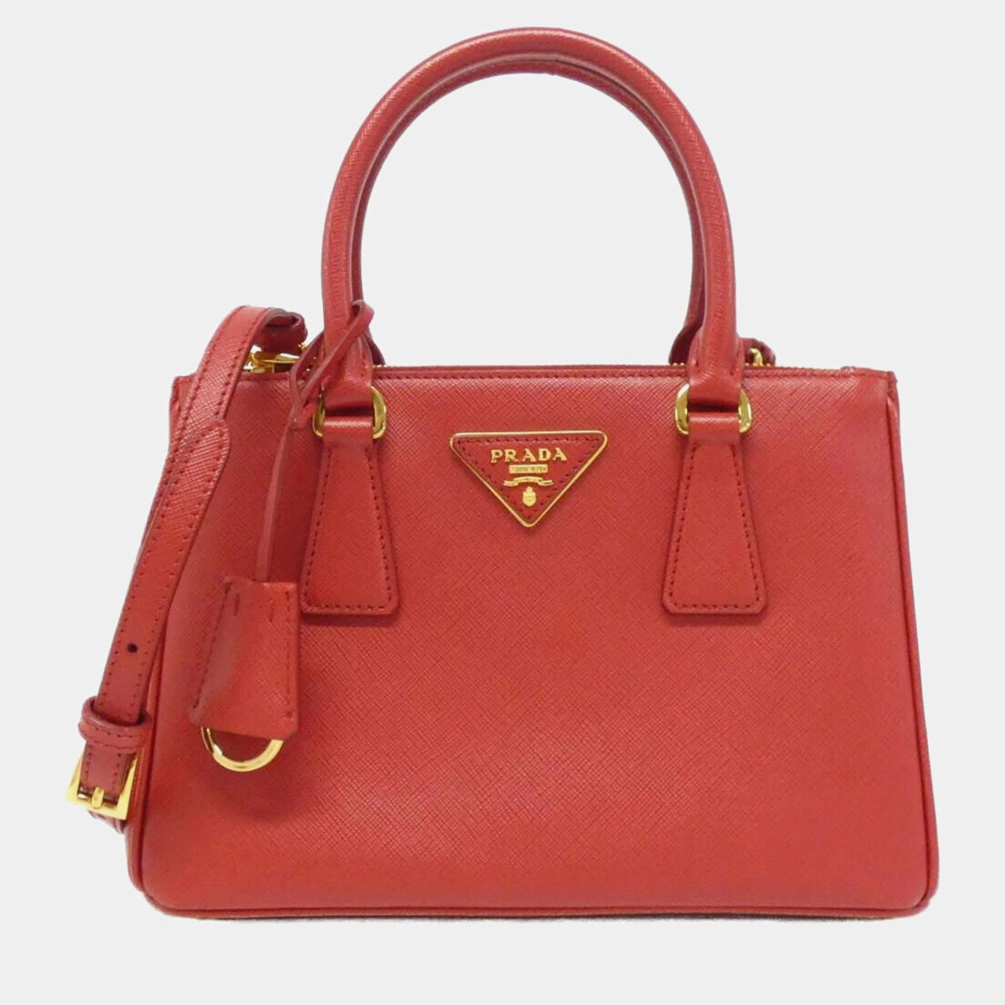 Pre Owned Prada Lux Red Saffiano Leather Handbag