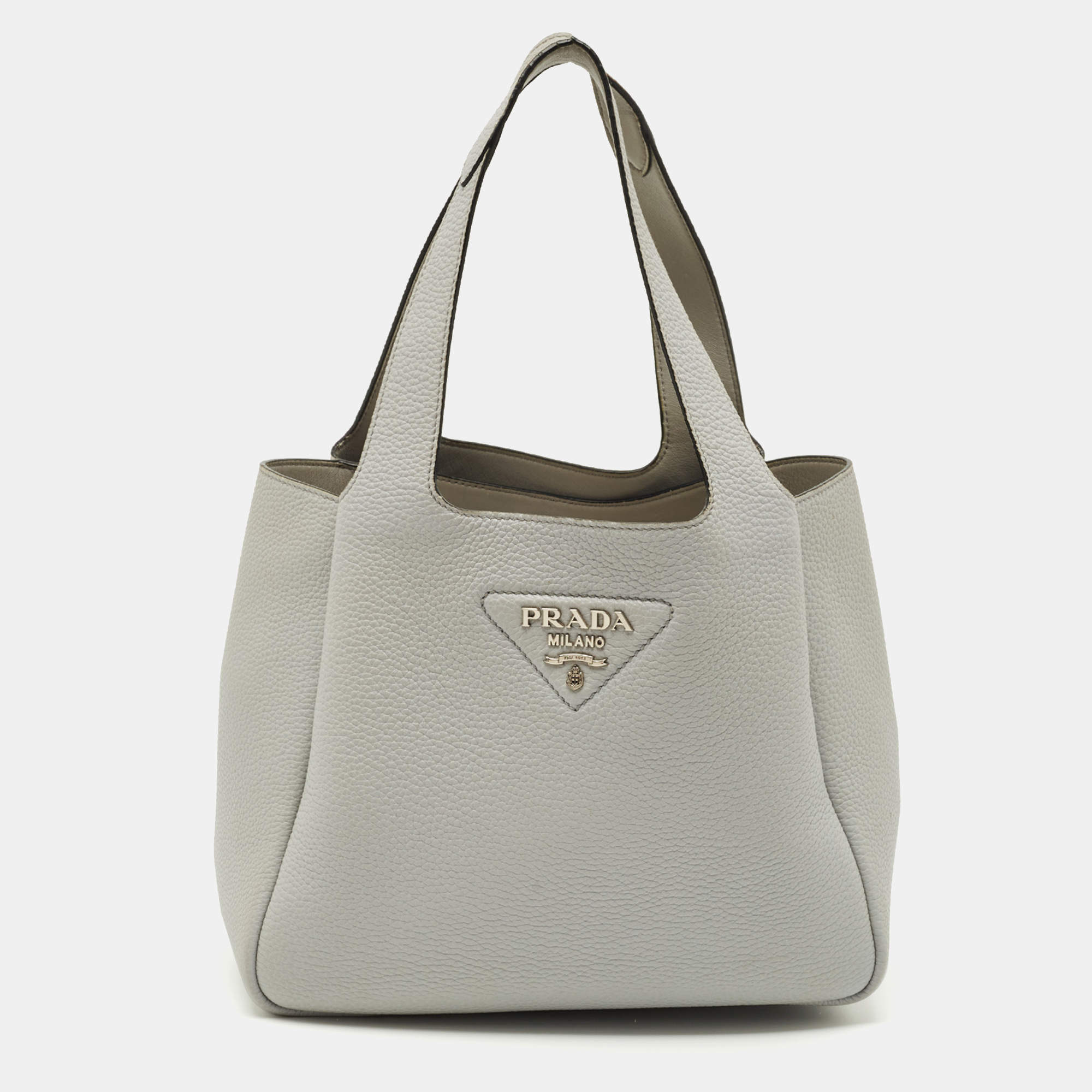 Pre Owned حقيبة يد توتس برادا ديناميك جلد داينو فيتيلو أسود 