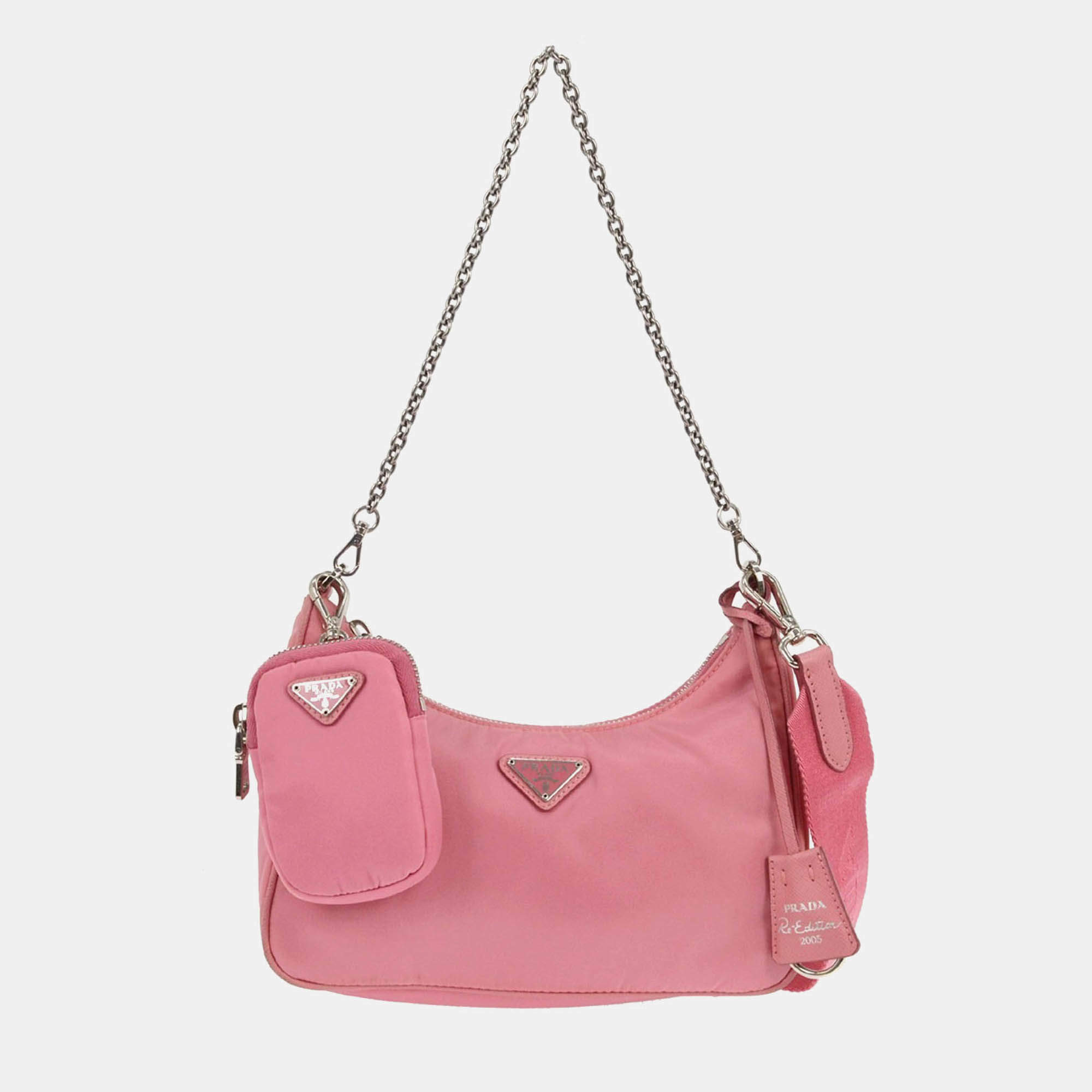 Pre Owned Prada Pink Nylon 2way Shoulder Bag
