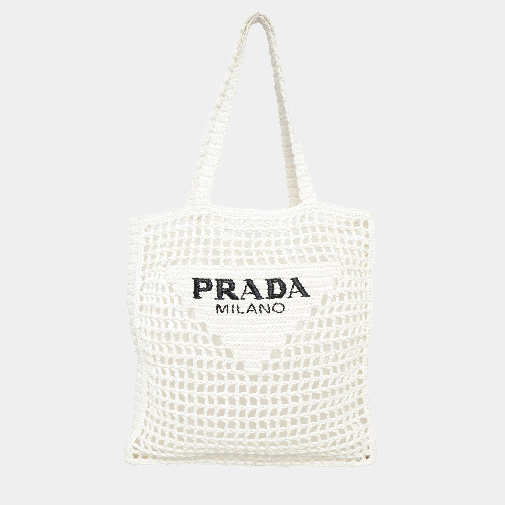 Pre Owned Prada Crochet Raffia Tote Bag