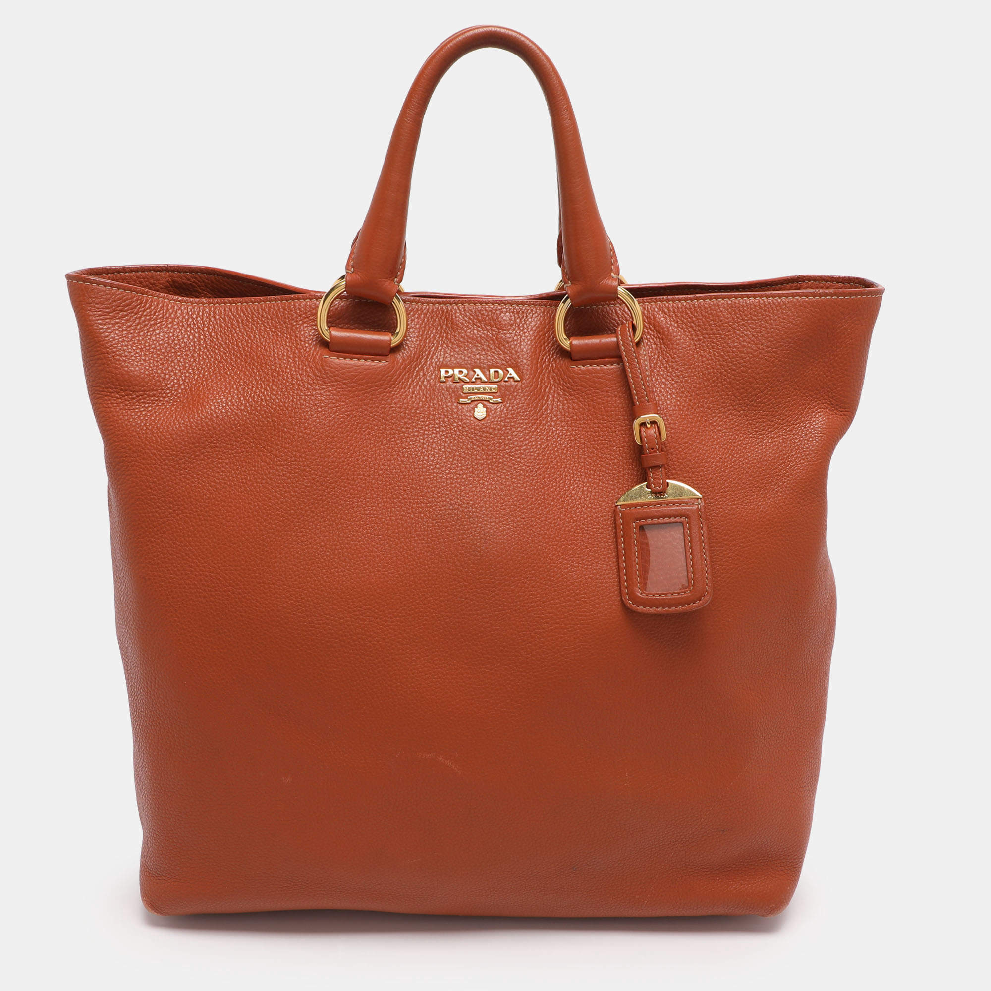 Pre Owned Prada Copper Vitello Daino Leather Tote