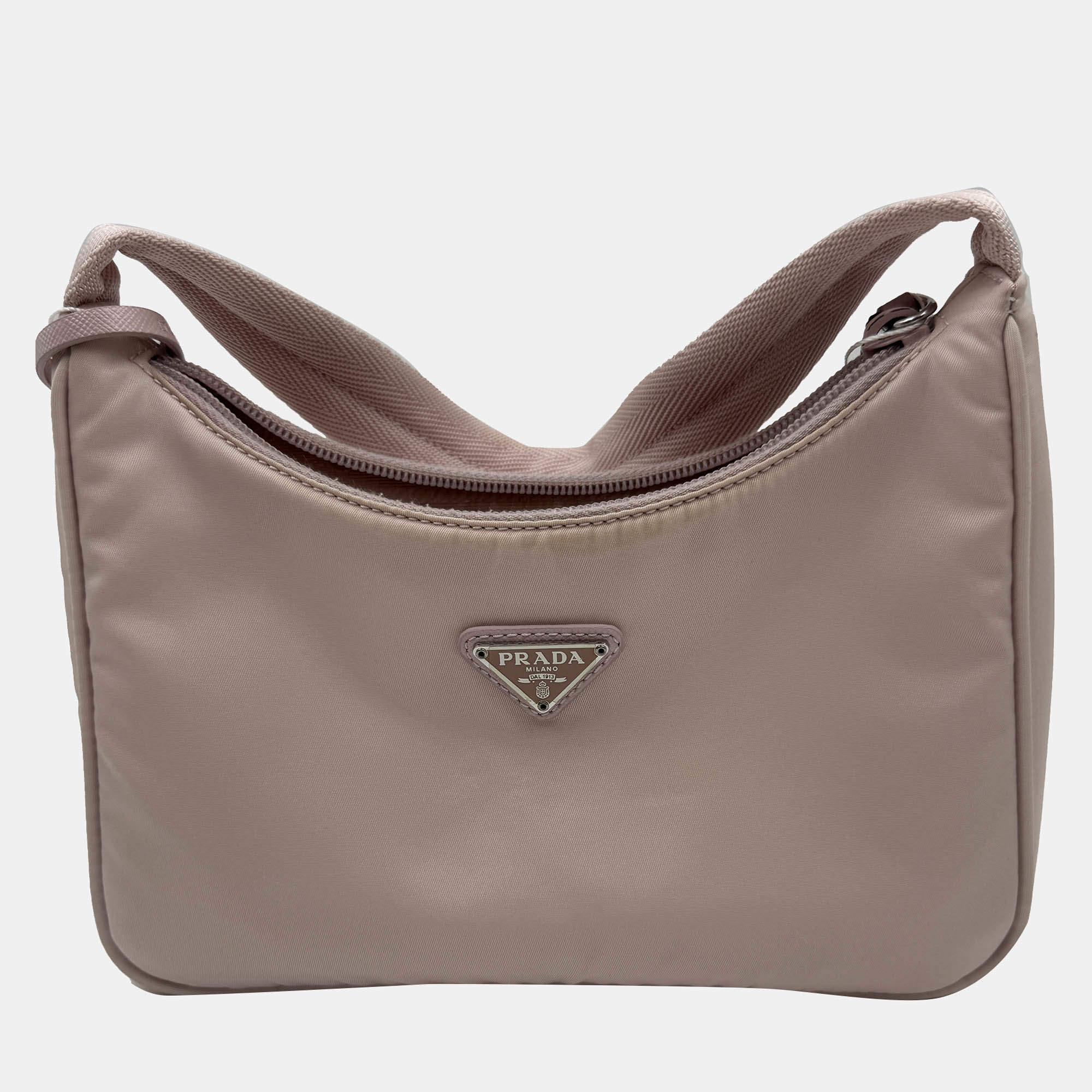 Pre Owned Prada Light Pink Nylon Re-Edition 2005 Shoulder Bag