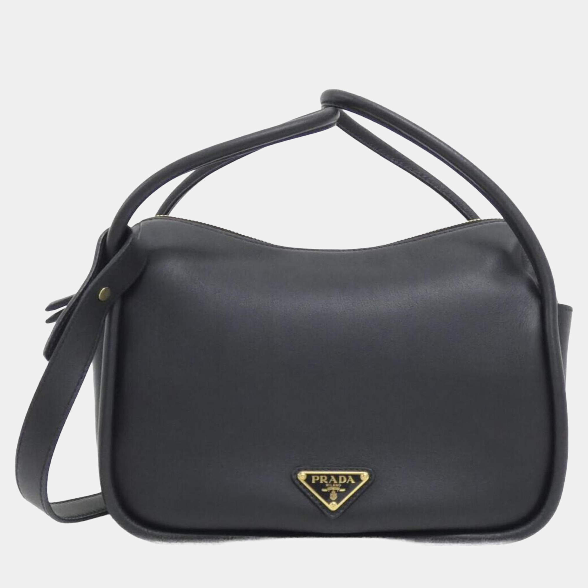 Pre Owned Prada Nero Leather Shoulder Bag