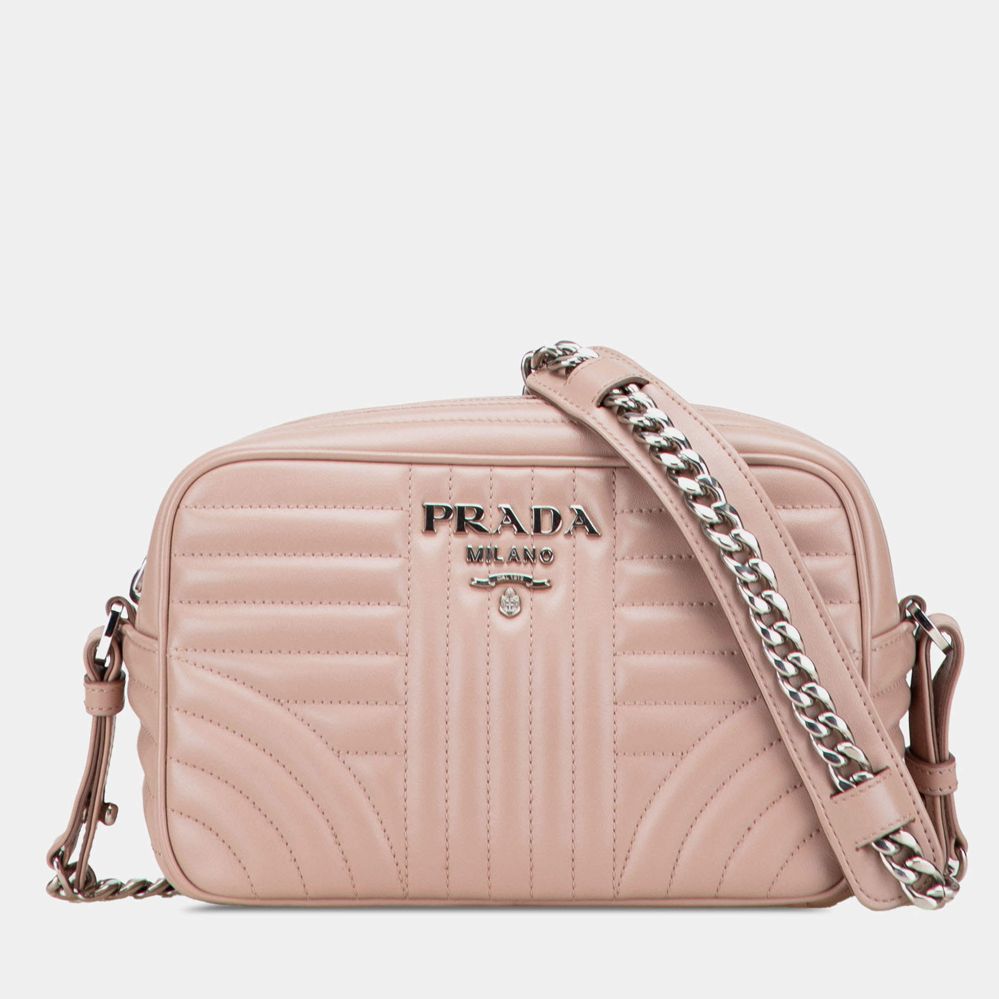 Pre Owned Prada Beige Brown Soft Calf Diagramme Crossbody