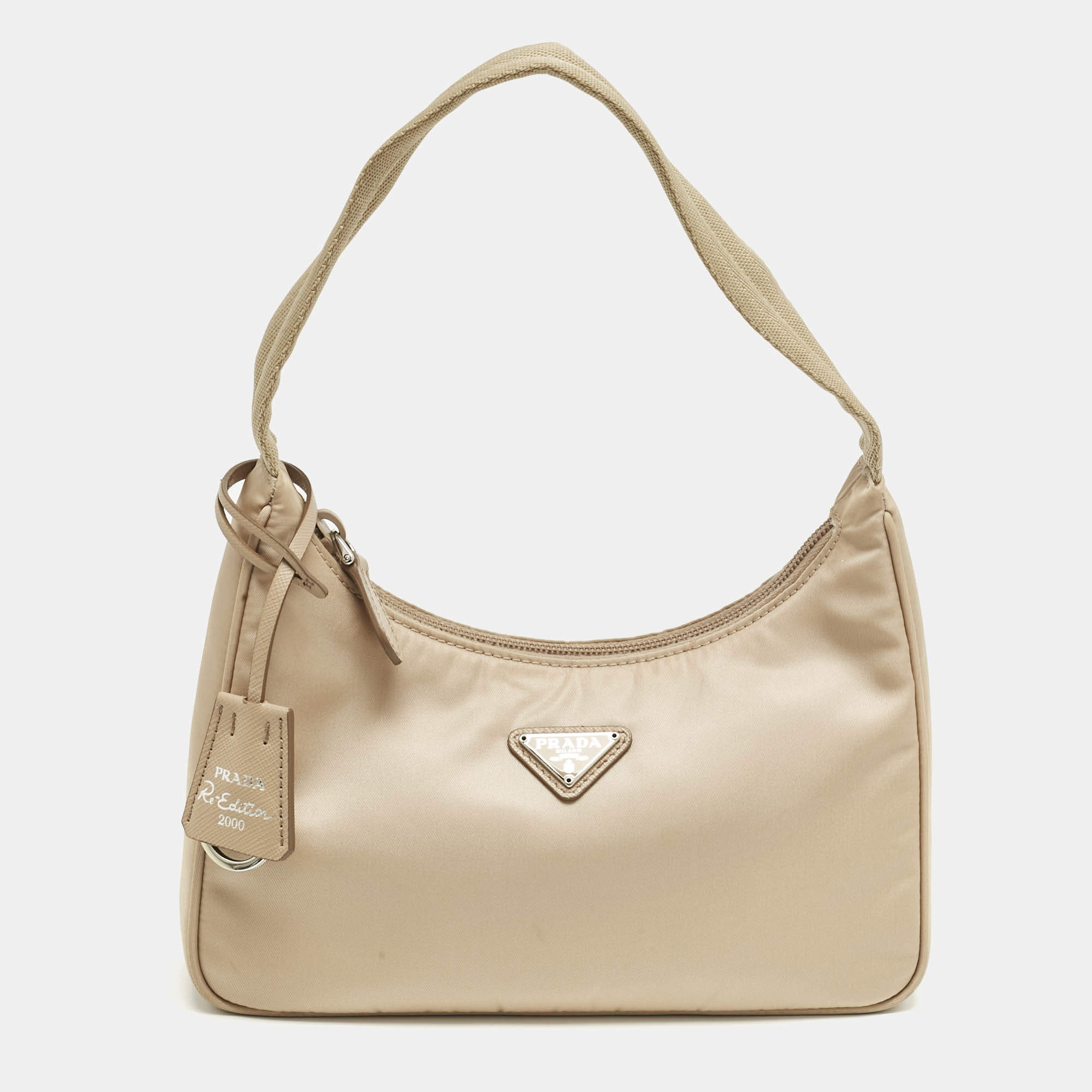 Pre Owned Prada Beige Nylon Re-Edition 2000 Shoulder Bag