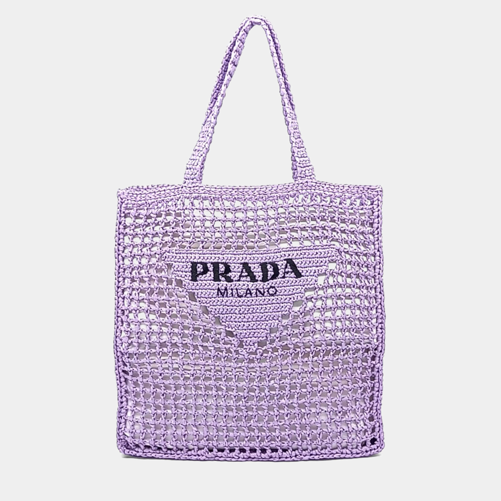 Pre Owned Prada Purple Raffia Shoulder Bag