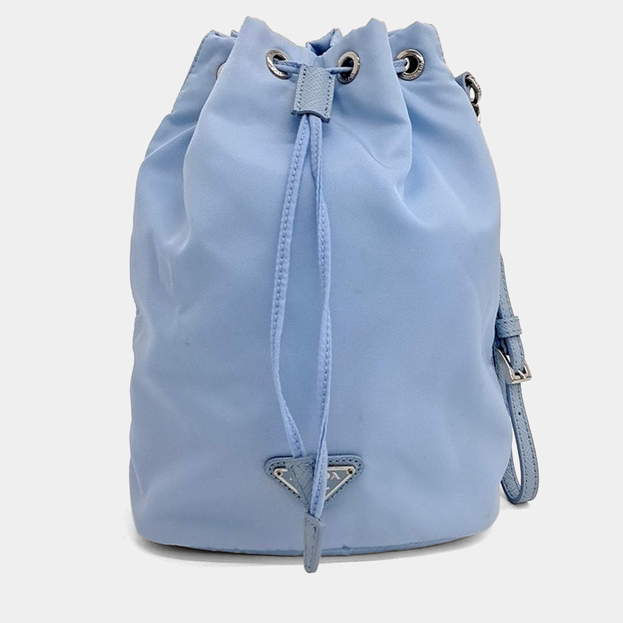Pre Owned Prada Blue Nylon Re-Nylon Bucket Pouch