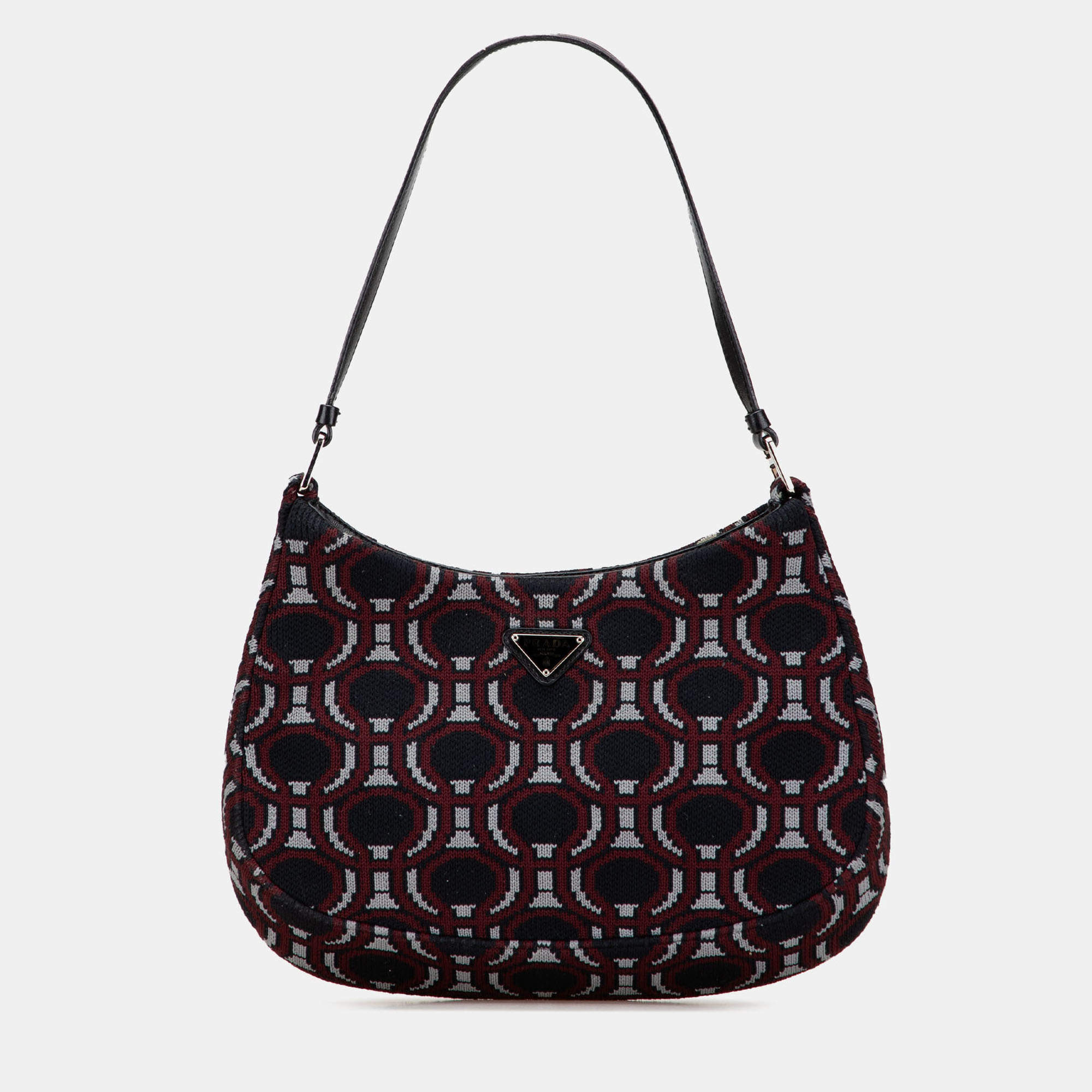 مملوكة مسبقًا Prada Black Jacquard Knit Cleo Shoulder Bag