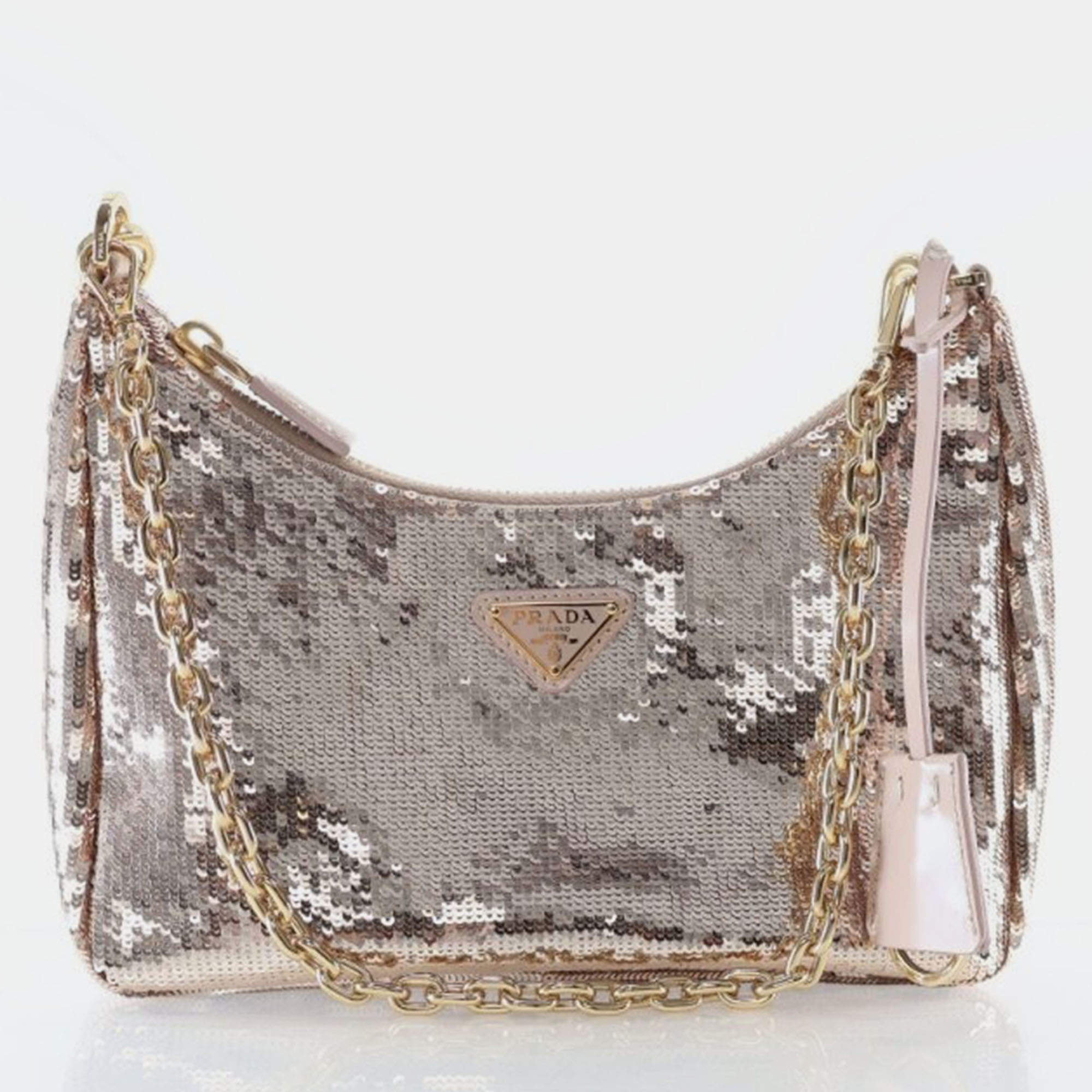 Pre Owned Prada Sequins Re-edition 2000 Handbag