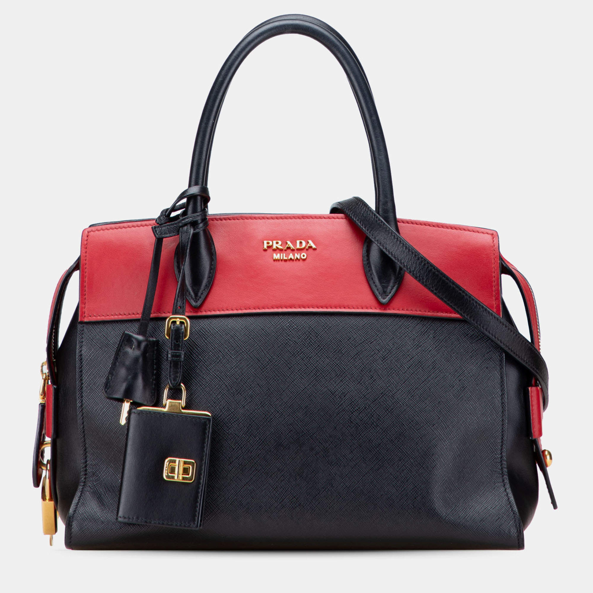 Pre Owned Prada Black Saffiano and City Calf Esplanade Satchel