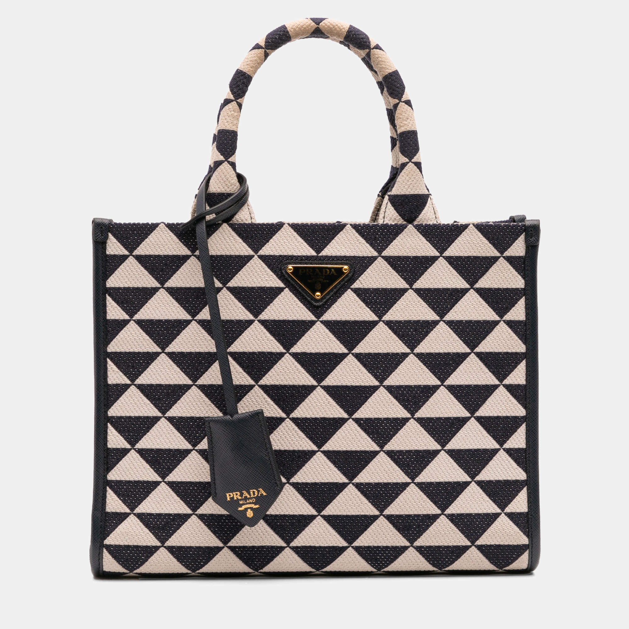 Pre Owned Prada Blue Small Canvas Symbole Triangolo Satchel