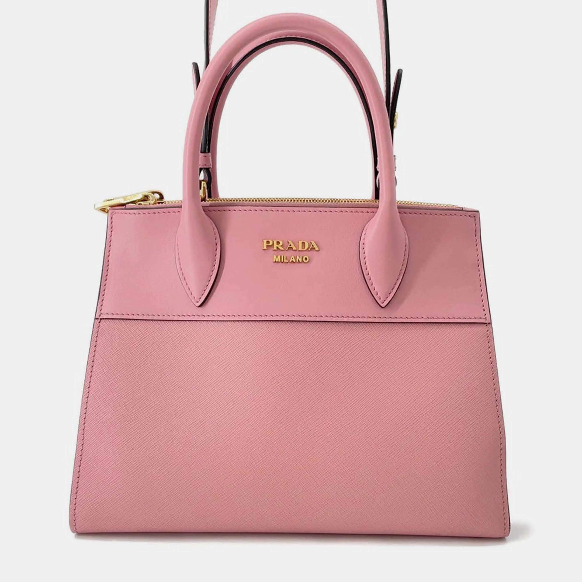 Pre Owned Prada Paradigm 2Way Handbag Pink Leather