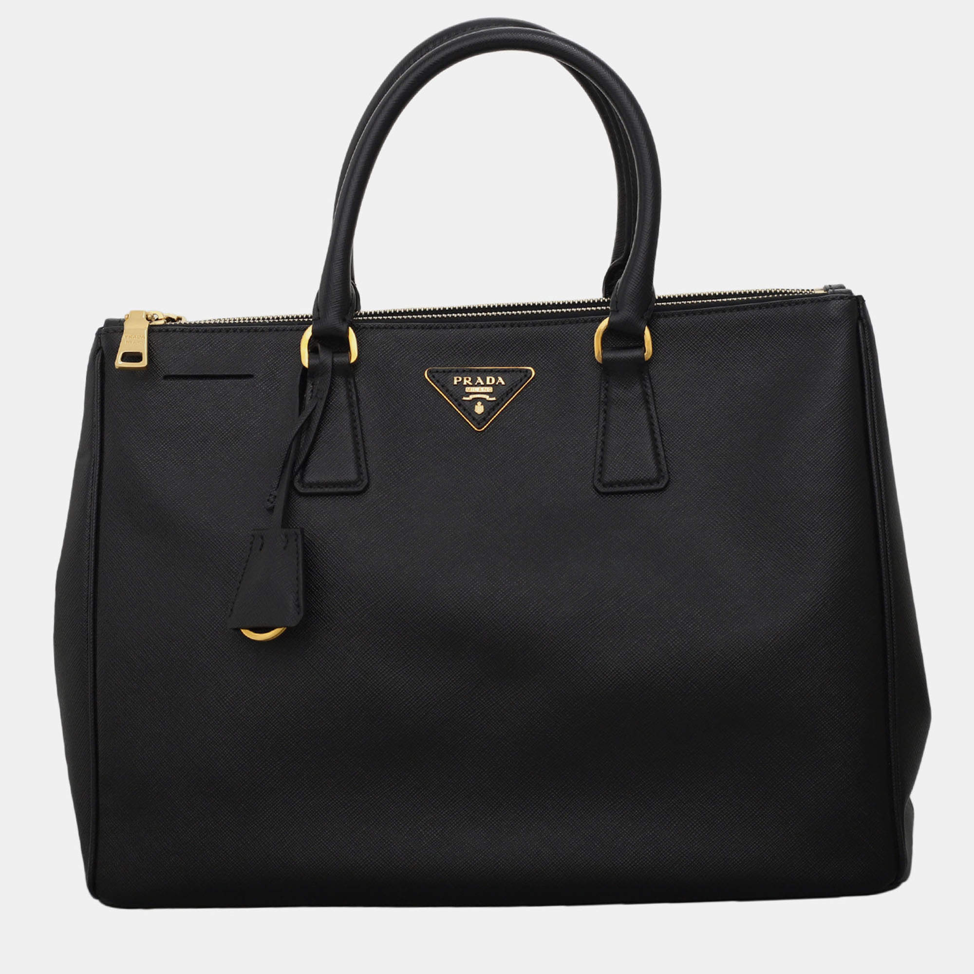 Pre Owned Prada Saffiano Lux Double Zip Tote Bag