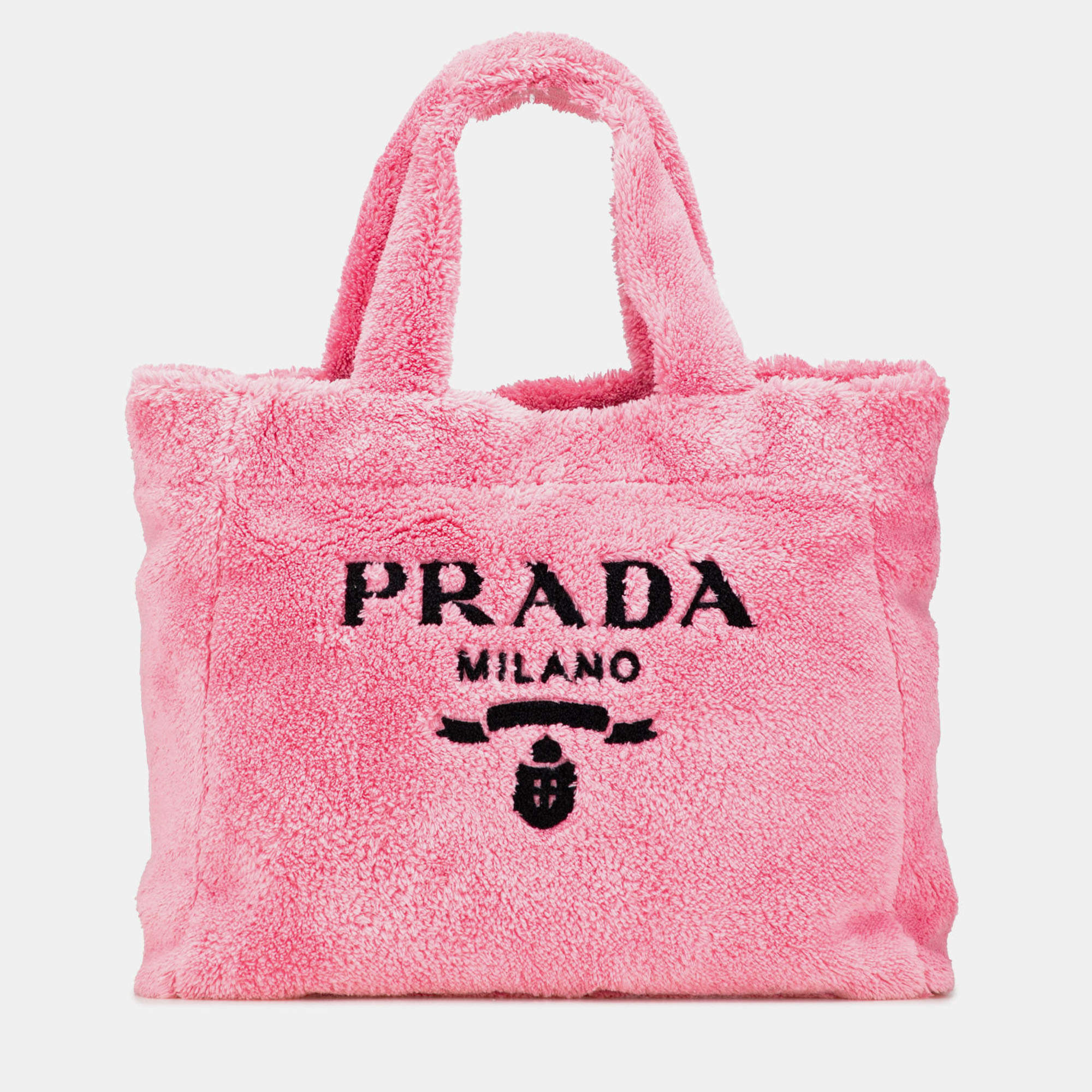 Pre Owned Prada Pink Terry Cloth Tote