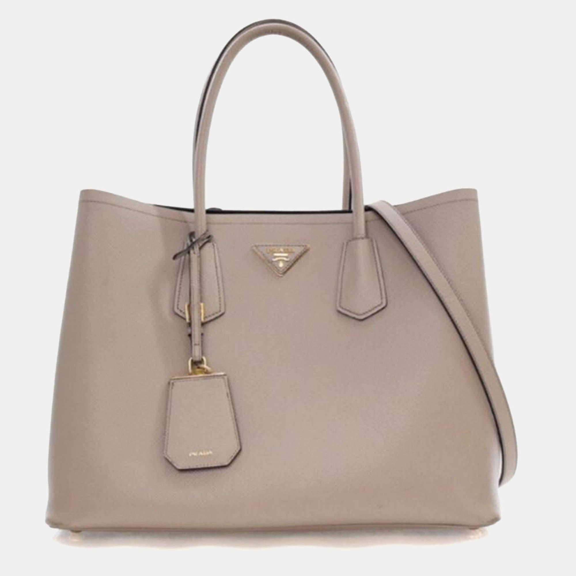 Pre Owned Prada Saffiano Double Cuir Tote
