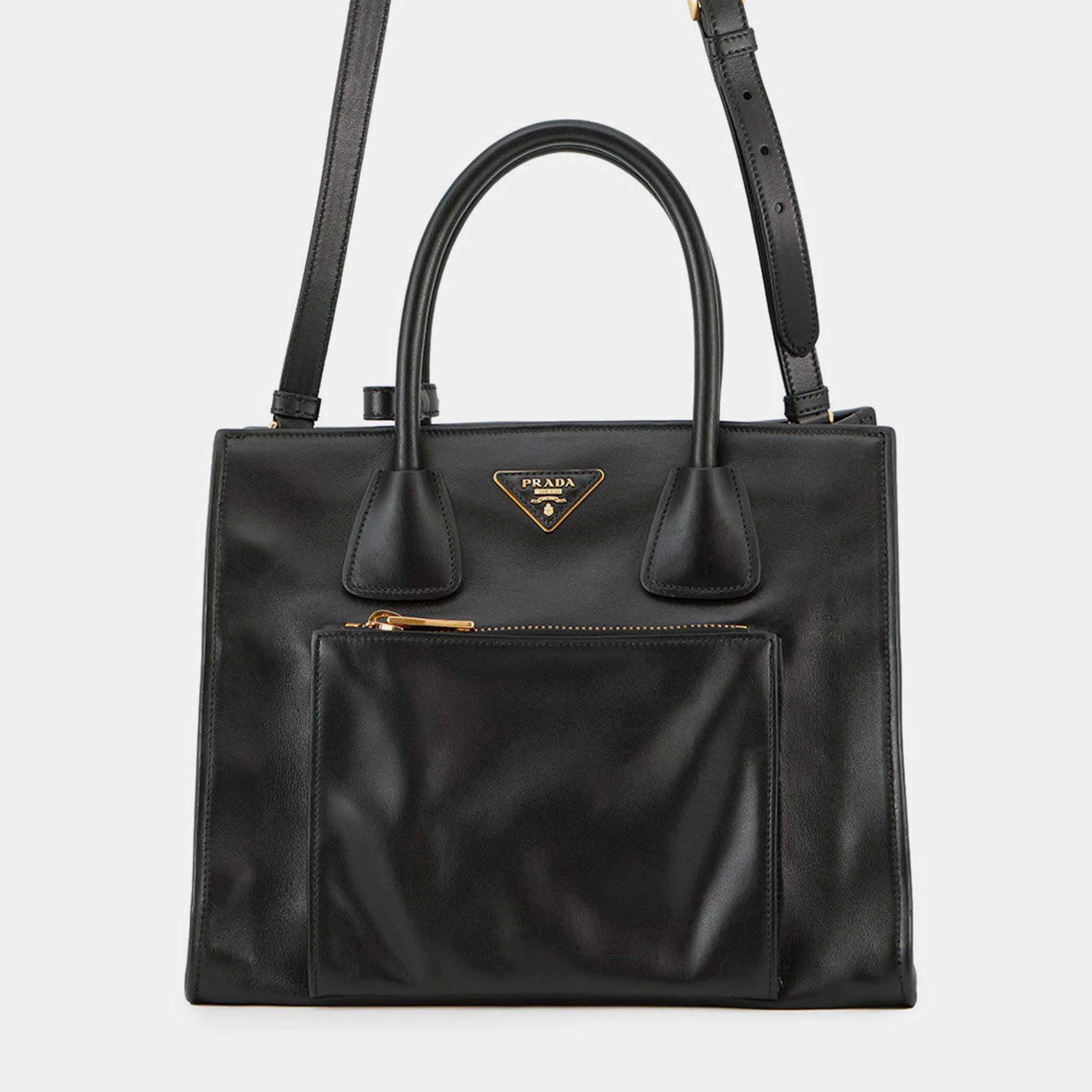 Pre Owned Prada 2Way Handbag Black Leather