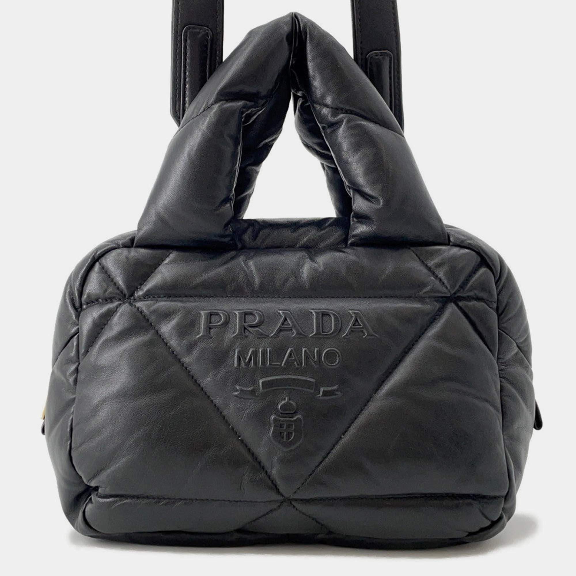 Pre Owned Prada Quilted 2Waybag Black Leather