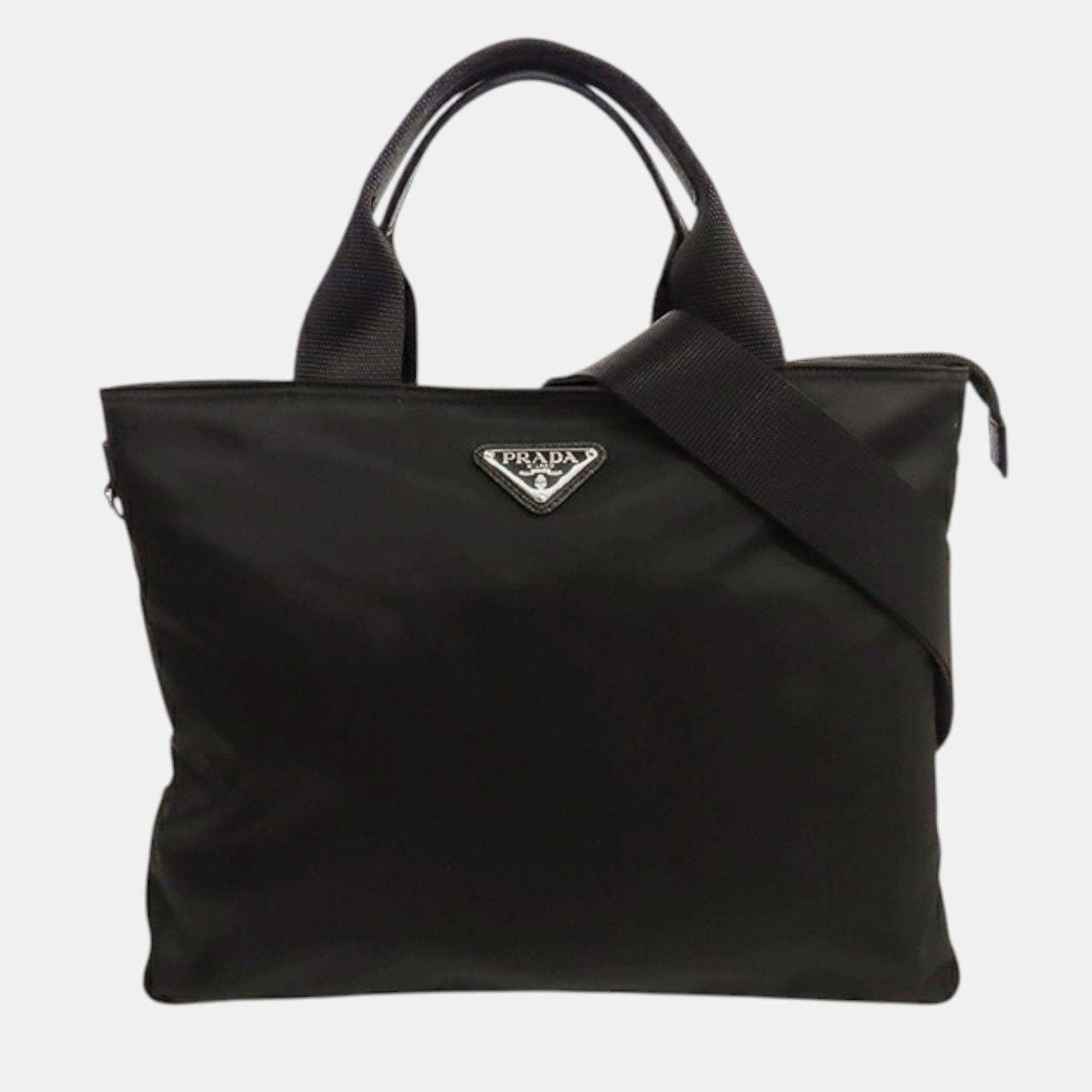 Pre Owned Prada Black Tessuto Satchel