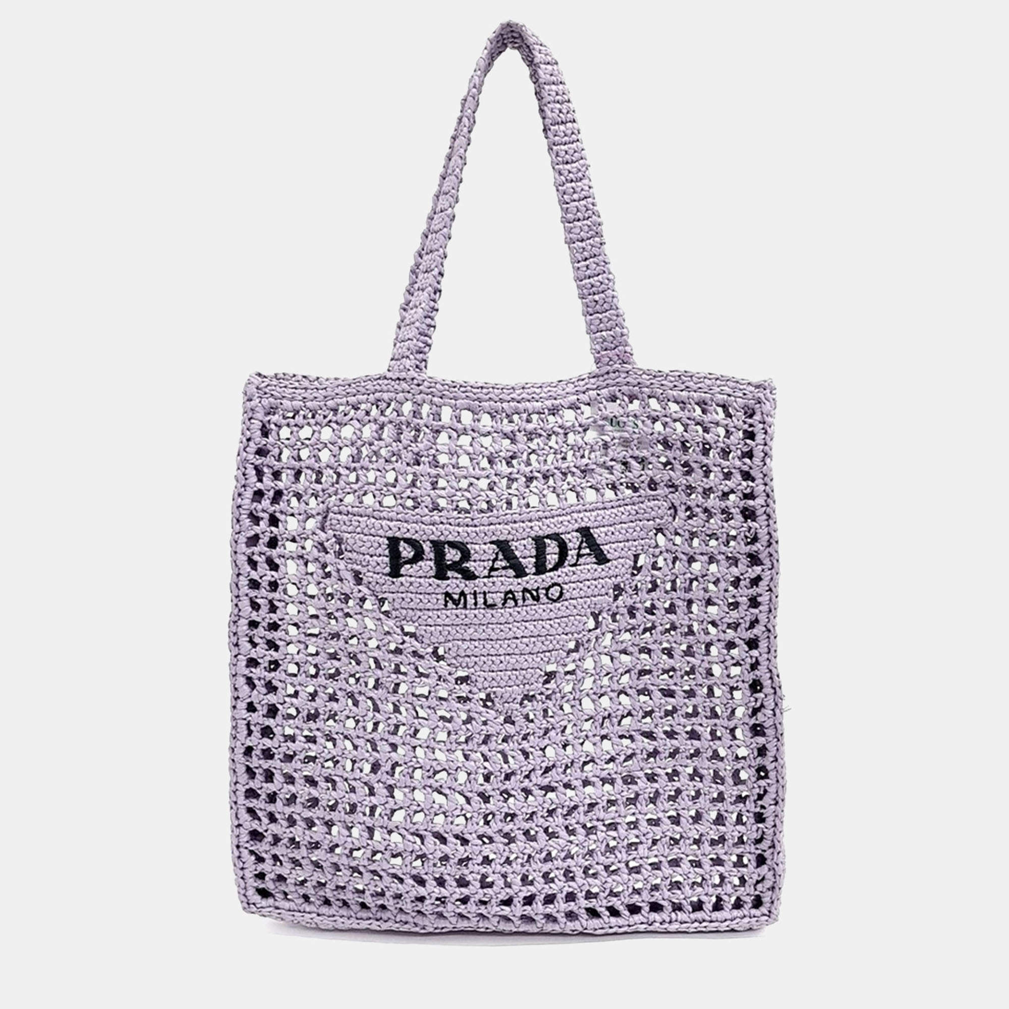 Pre Owned Prada Purple Raffia raffia shoulder bag