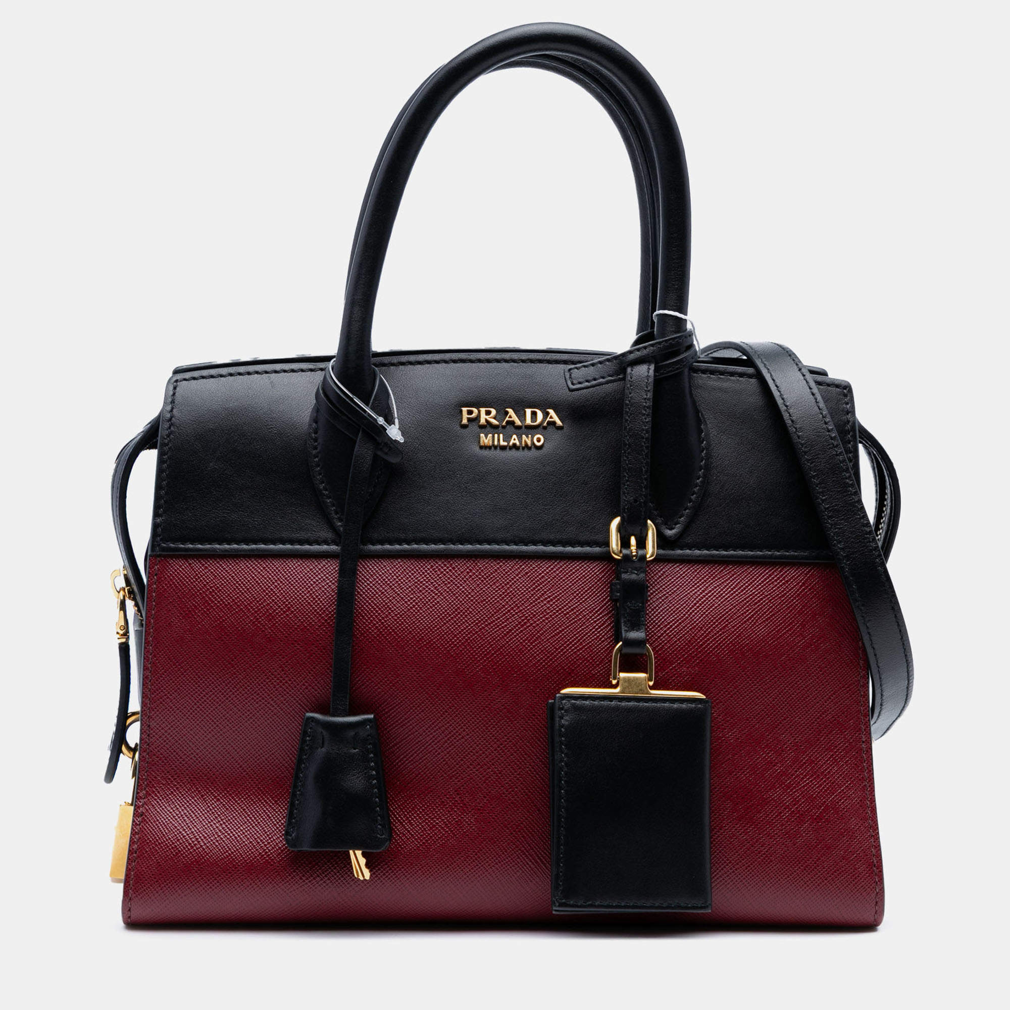 Pre Owned Prada Small Saffiano And City Calf Esplanade Satchel