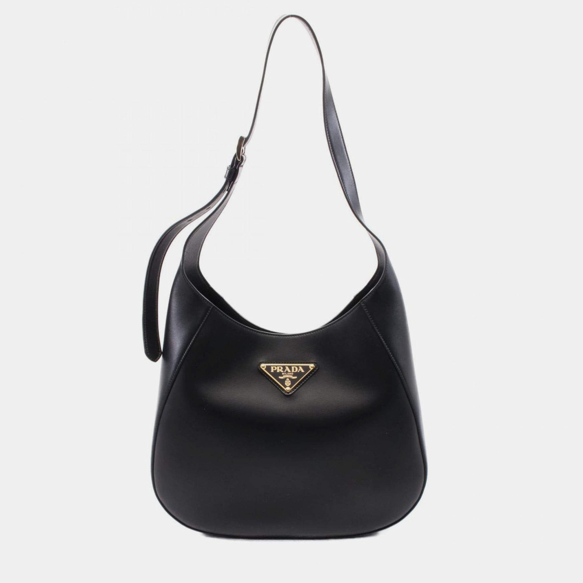 Pre Owned Prada Shoulder Bag Leather Black