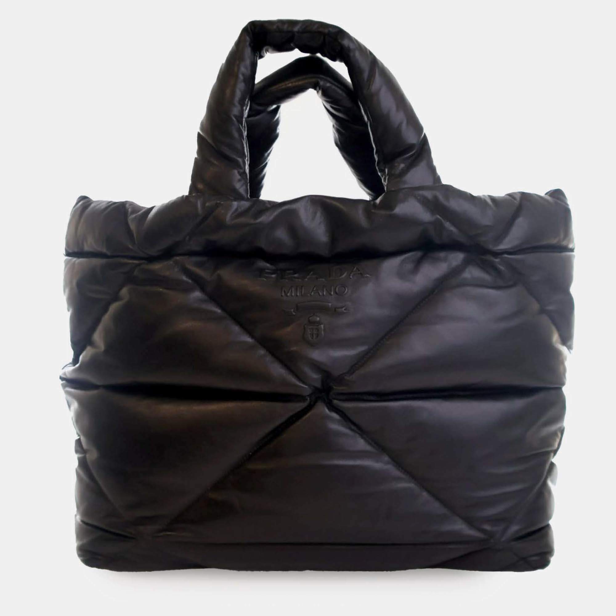 Pre Owned Prada Black Large Quilted Nappa Padded Tote