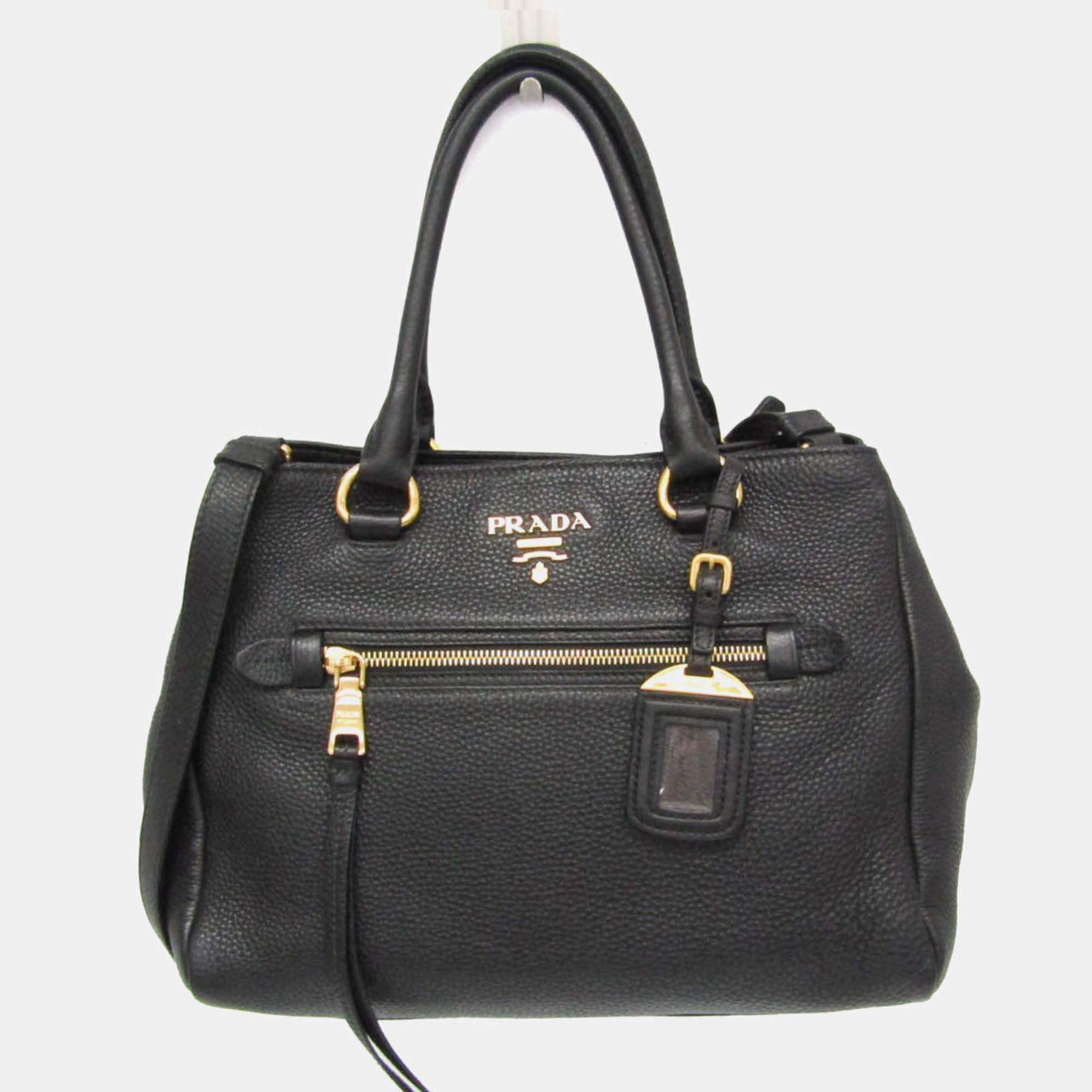 Pre Owned Prada Vitello Phenix Leather Handbag Black