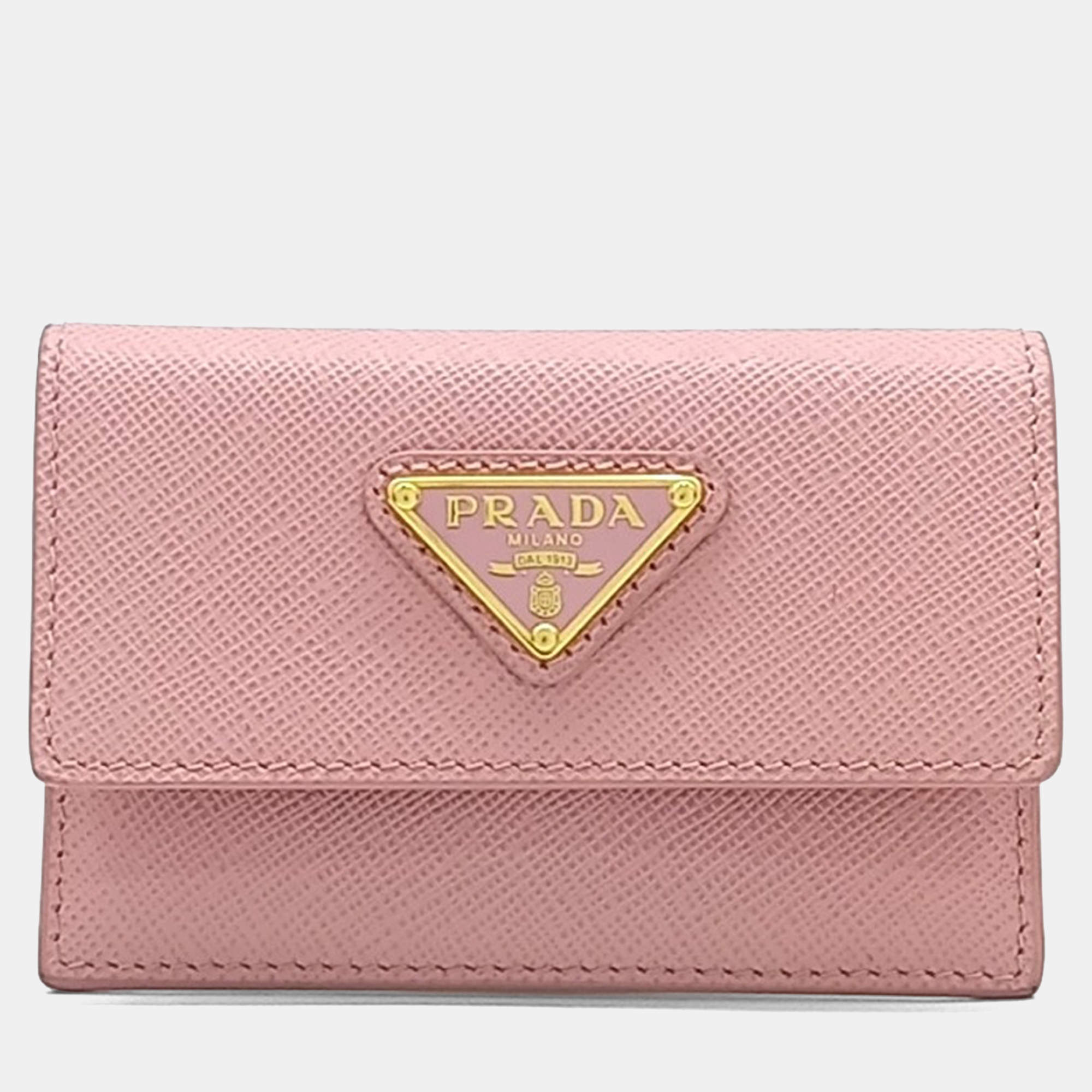 Pre Owned Prada Pink Leather card wallet