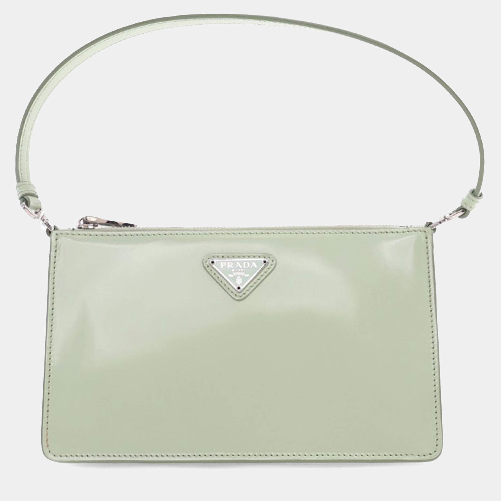 Pre Owned Prada Green Brushed Leather Shoulder Bag