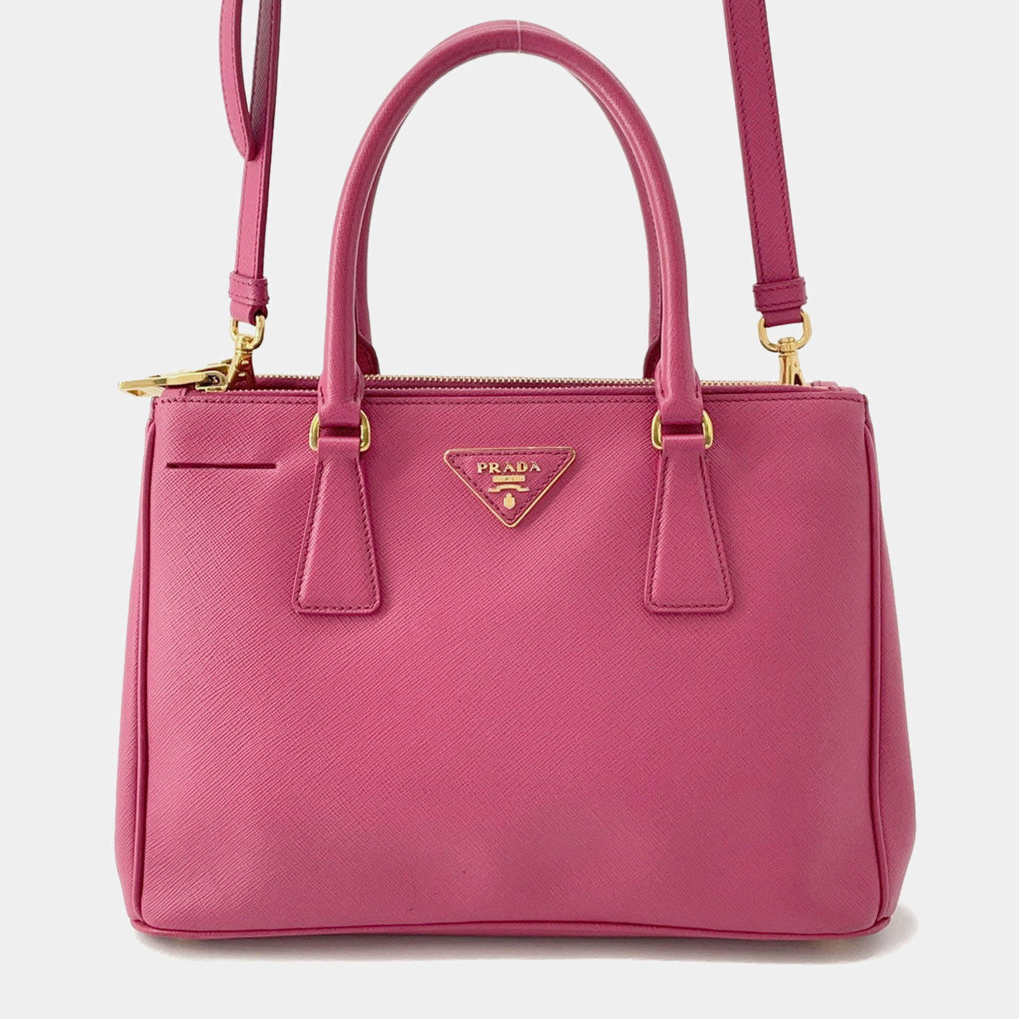 Pre Owned Prada Galleria 2 Way Bag Pink Leather