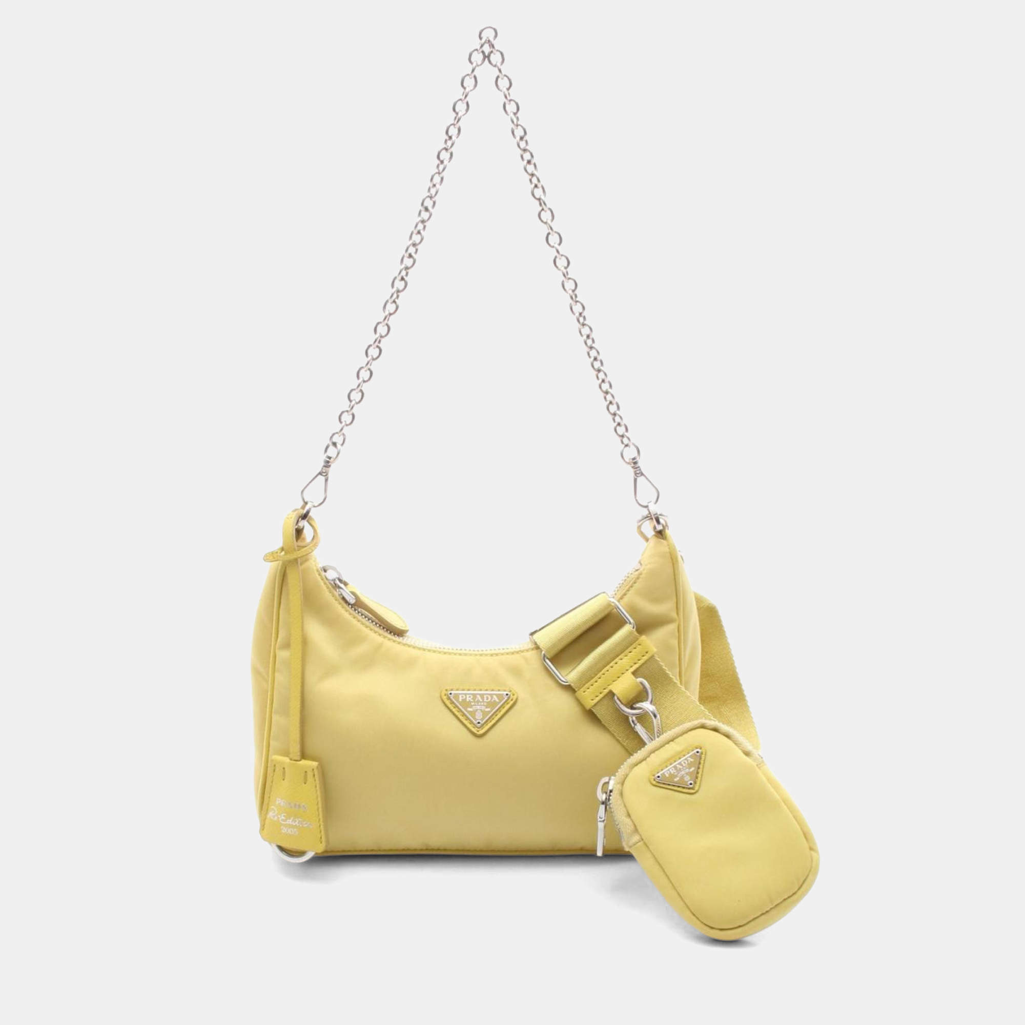مملوكة مسبقًا Prada Re-Edition 2005 Nylon Shoulder Bag Yellow