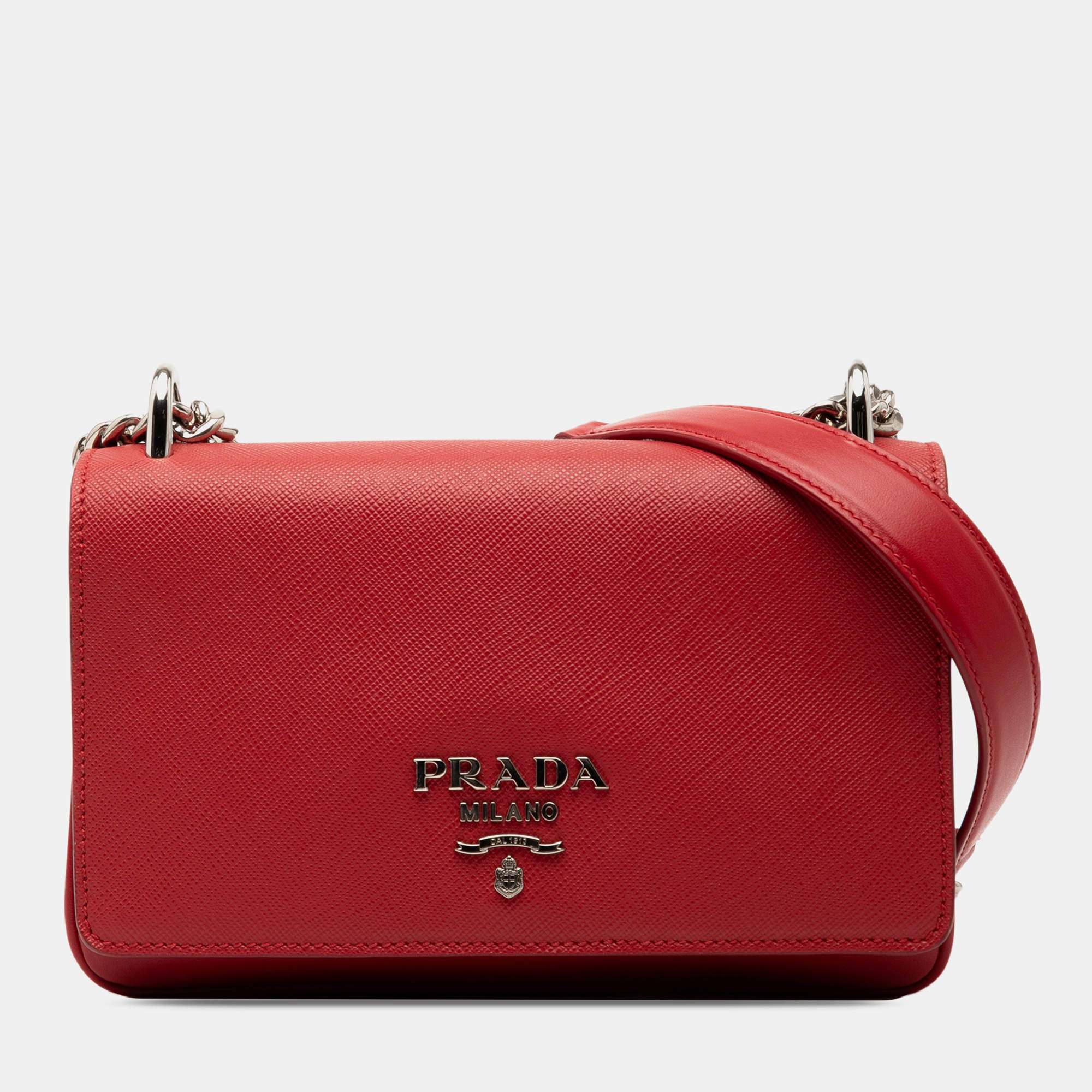 مملوكة مسبقًا حقيبة كروس برادا سلسلة جلد سفينو و سيتي أحمر