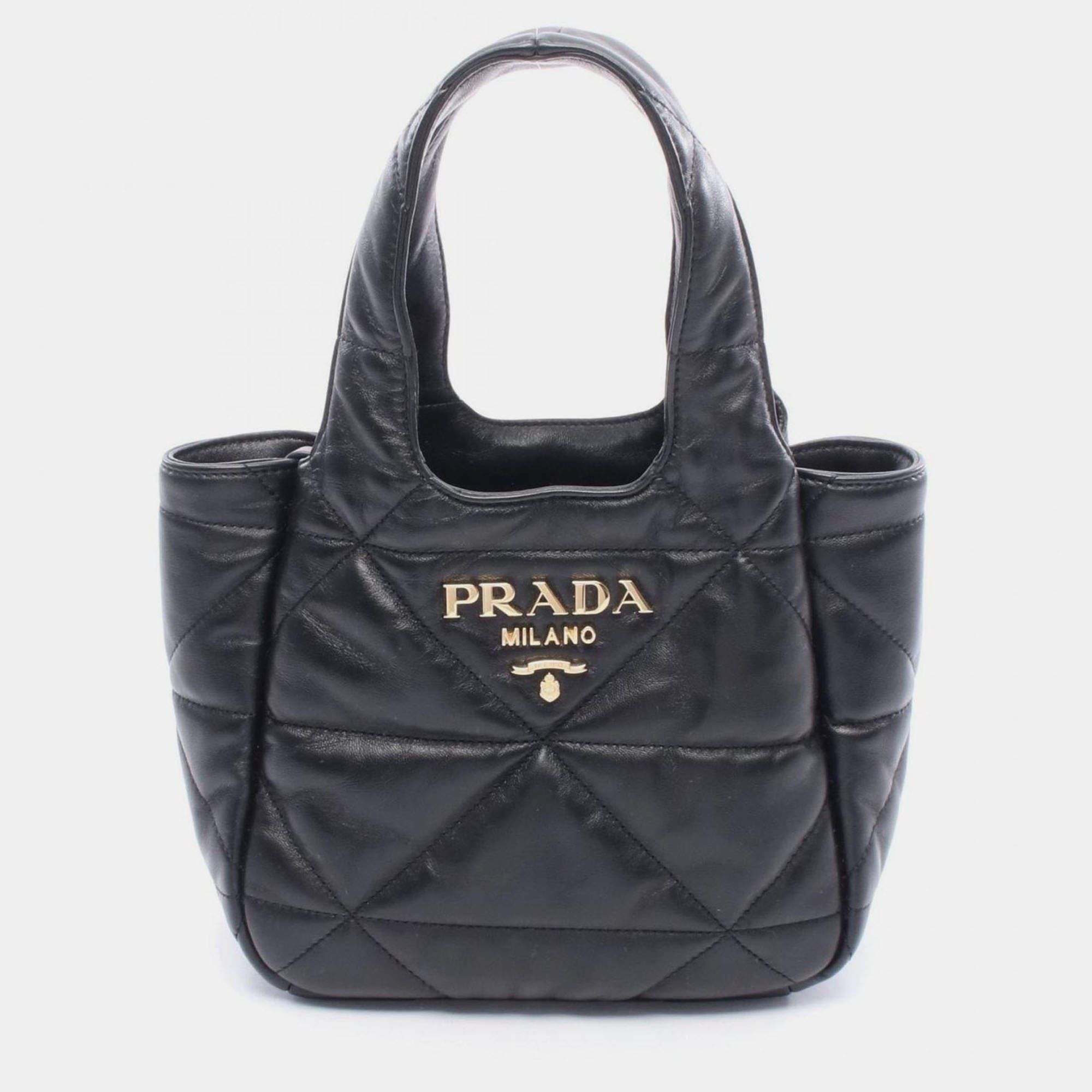مملوكة مسبقًا Prada Small Nappa Leather Handbag Black