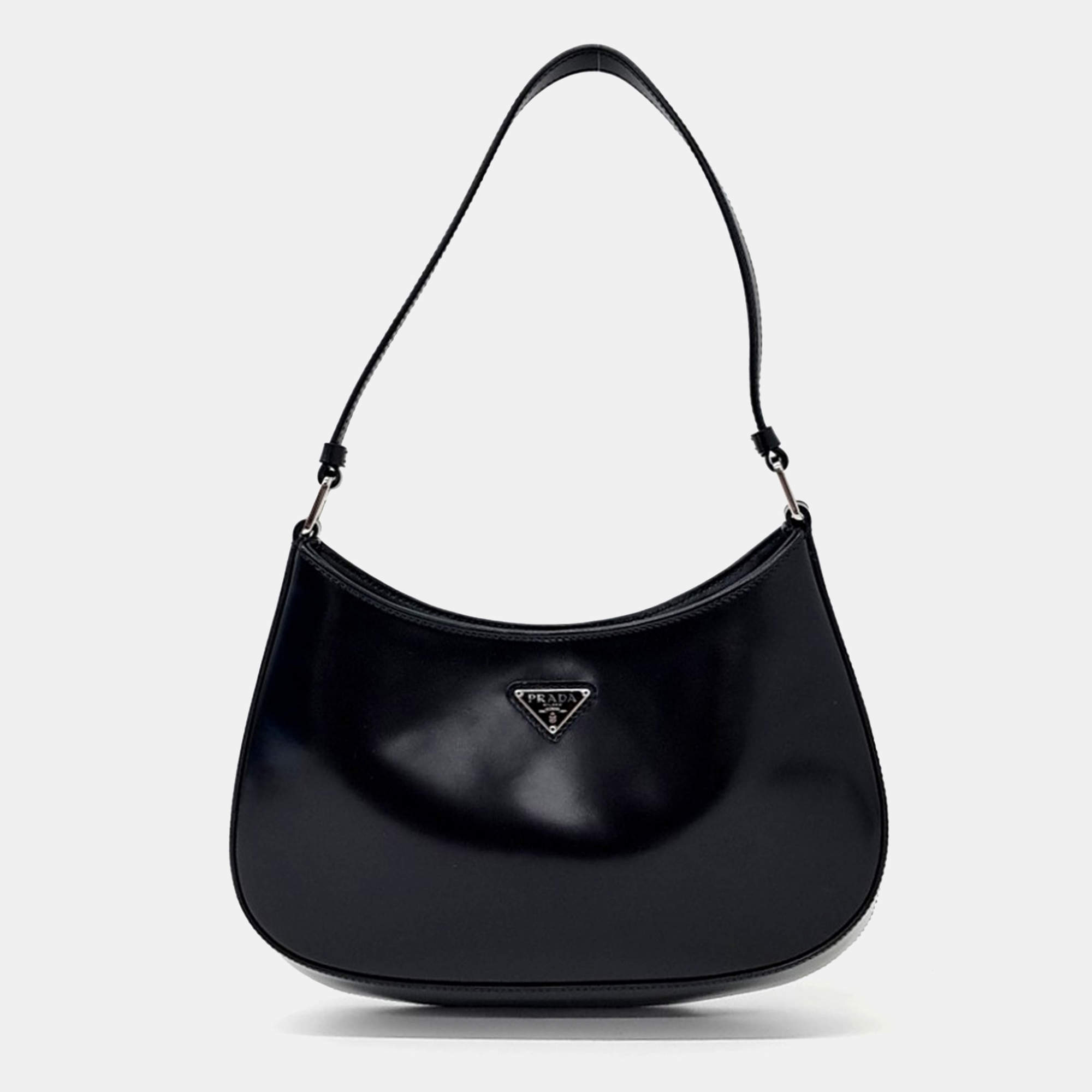 Pre Owned Prada Black Leather Cleo Hobo Bag