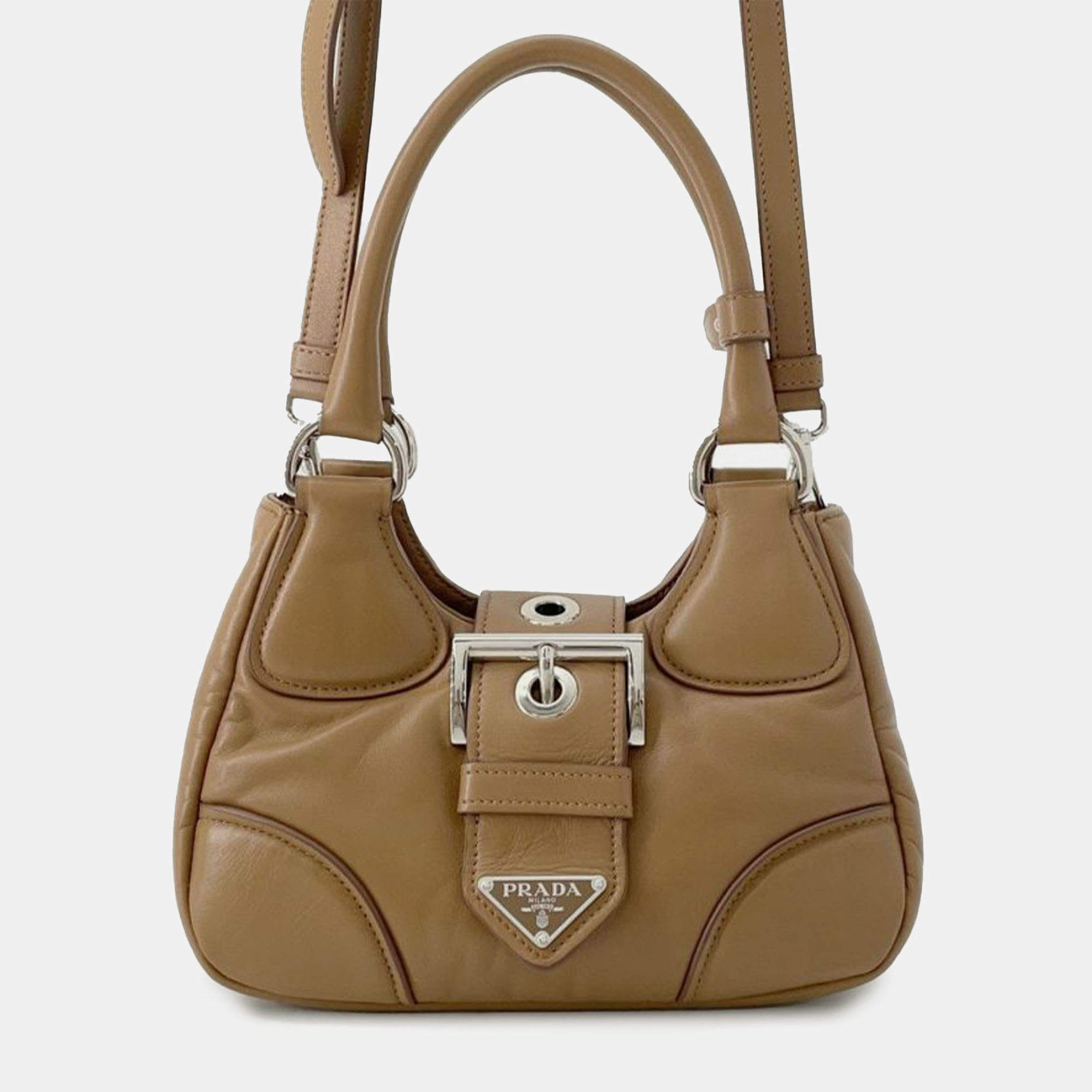 مملوكة مسبقًا Prada Brown Nappa Soft Padded Re Edition 2002 Moon Satchel