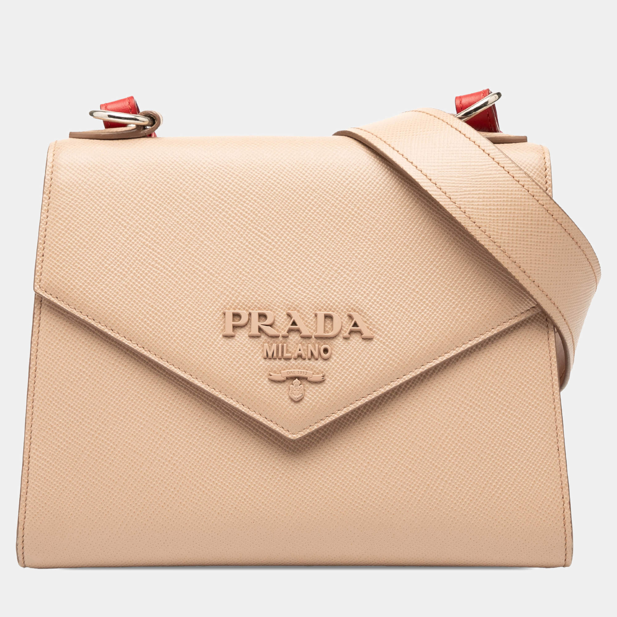 مملوكة مسبقًا Prada Brown Saffiano Cuir Monochrome Envelope Crossbody