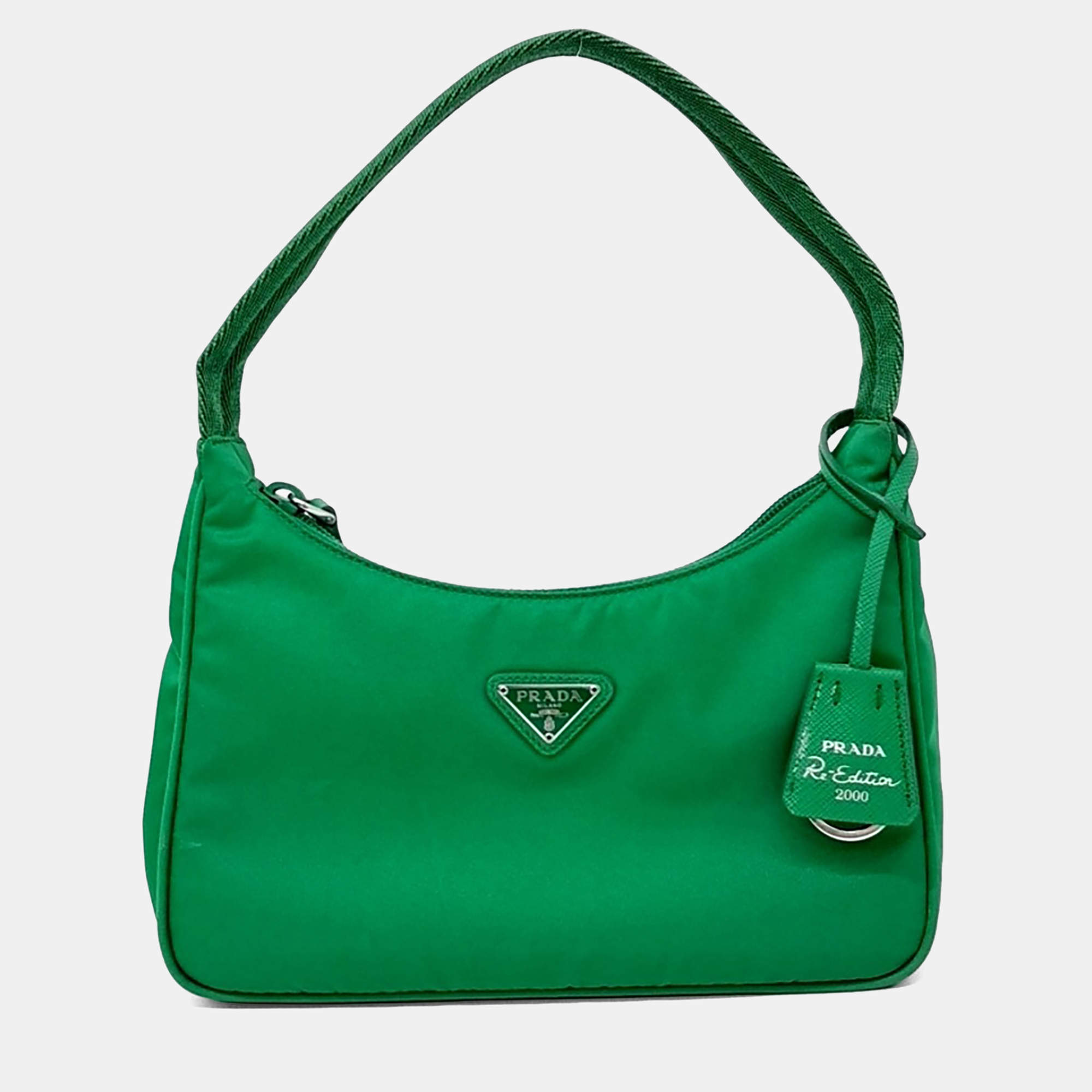 مملوكة مسبقًا Prada Green Nylon Tessuto Hobo Bag