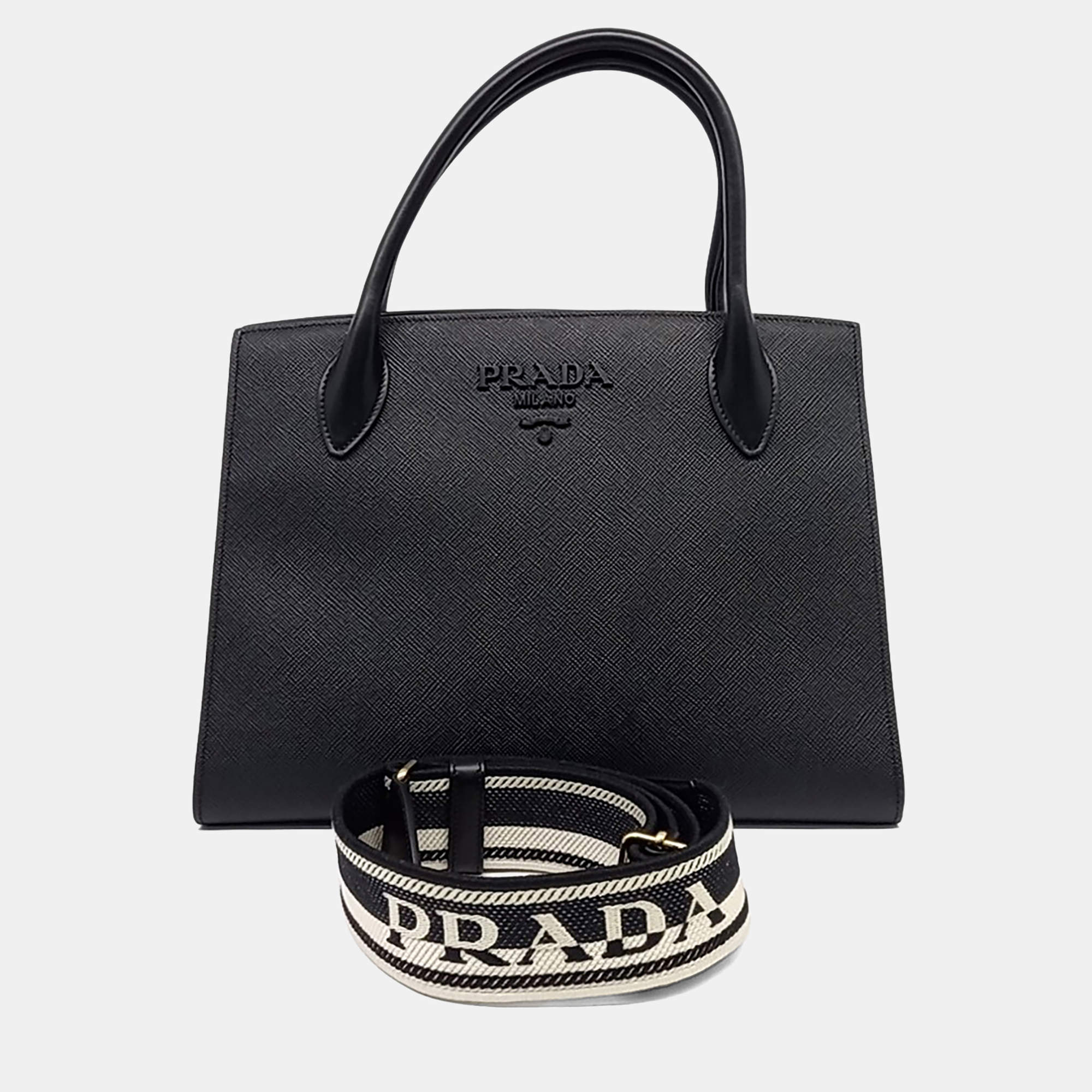 مملوكة مسبقًا حقيبة برادا مونكروم سافيانو سوداء