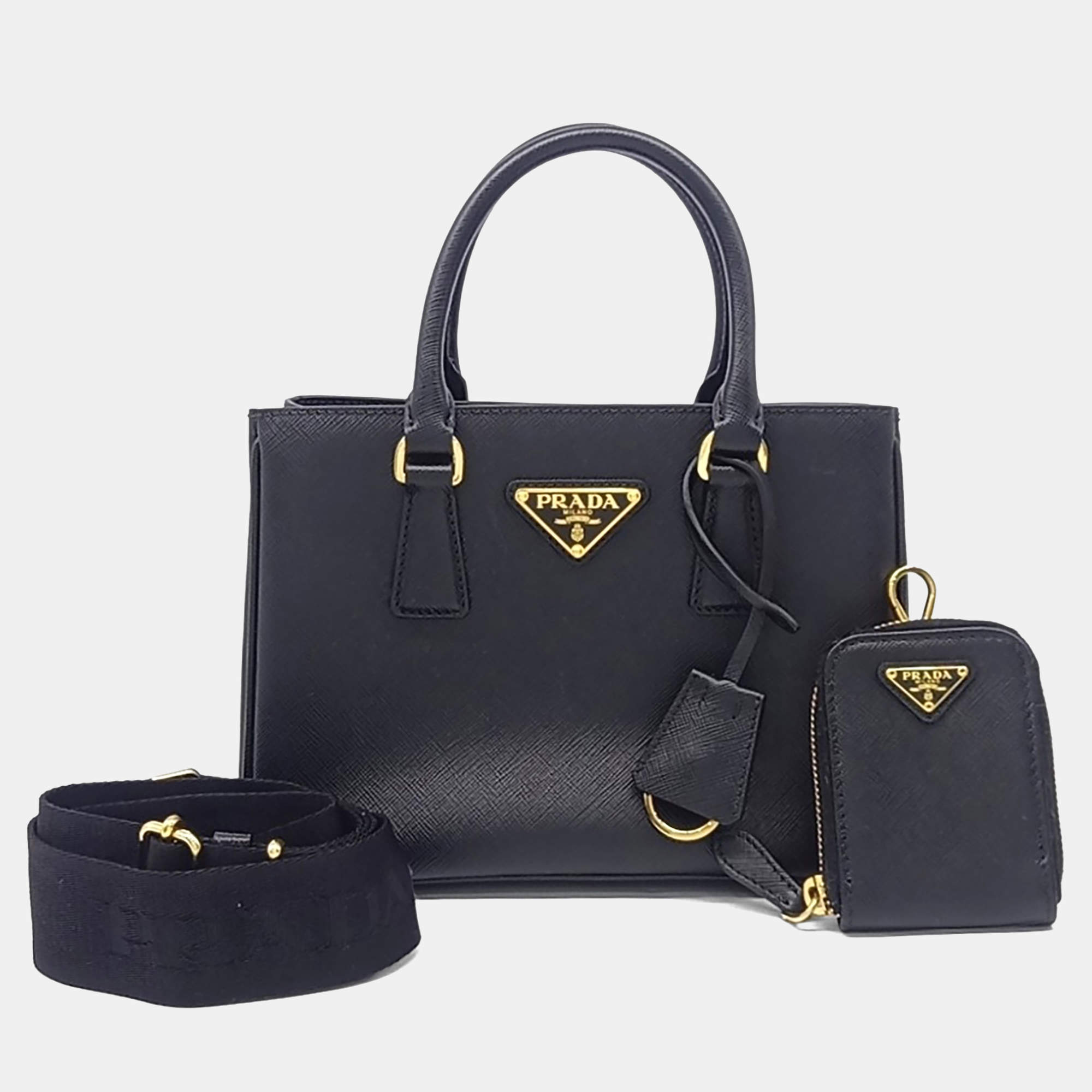 Pre Owned Prada Black Galleria Saffiano Luxe Tote and Crossbody Bag