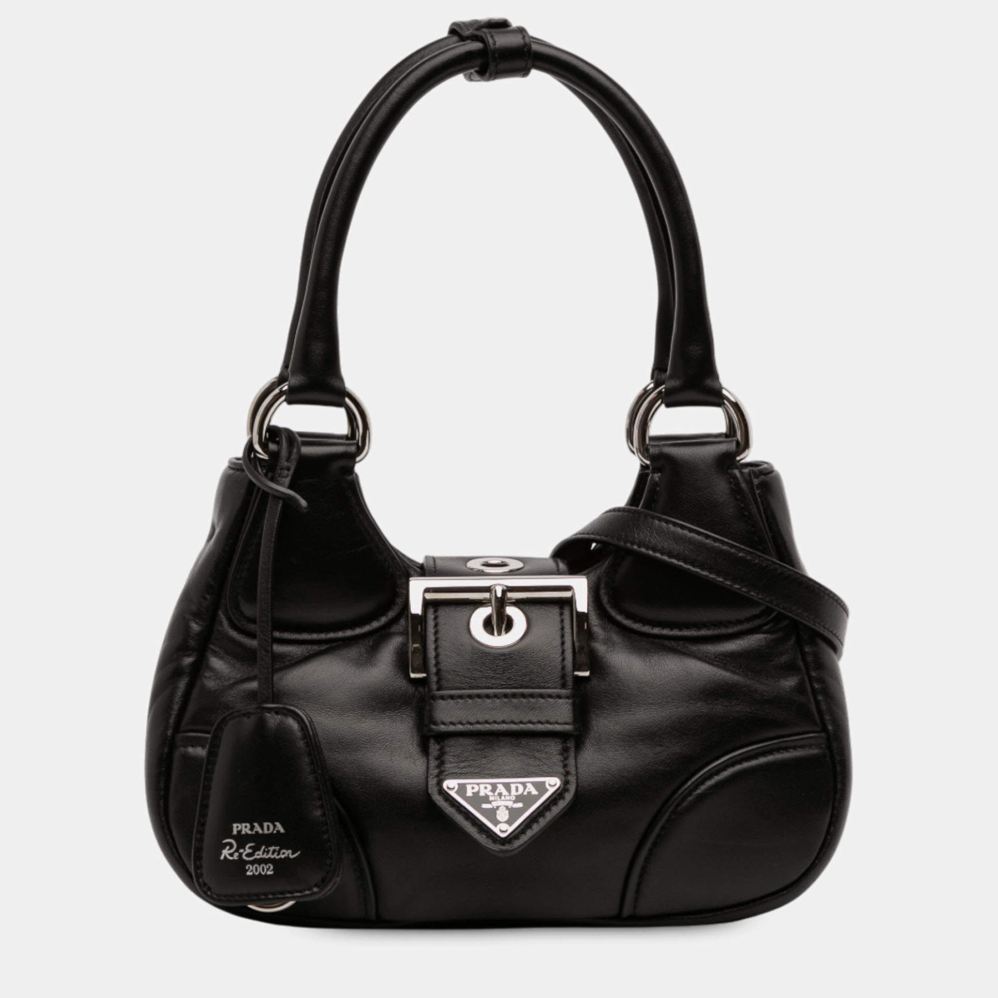 مملوكة مسبقًا Prada Black Nappa Soft Padded Re Edition 2002 Moon Satchel