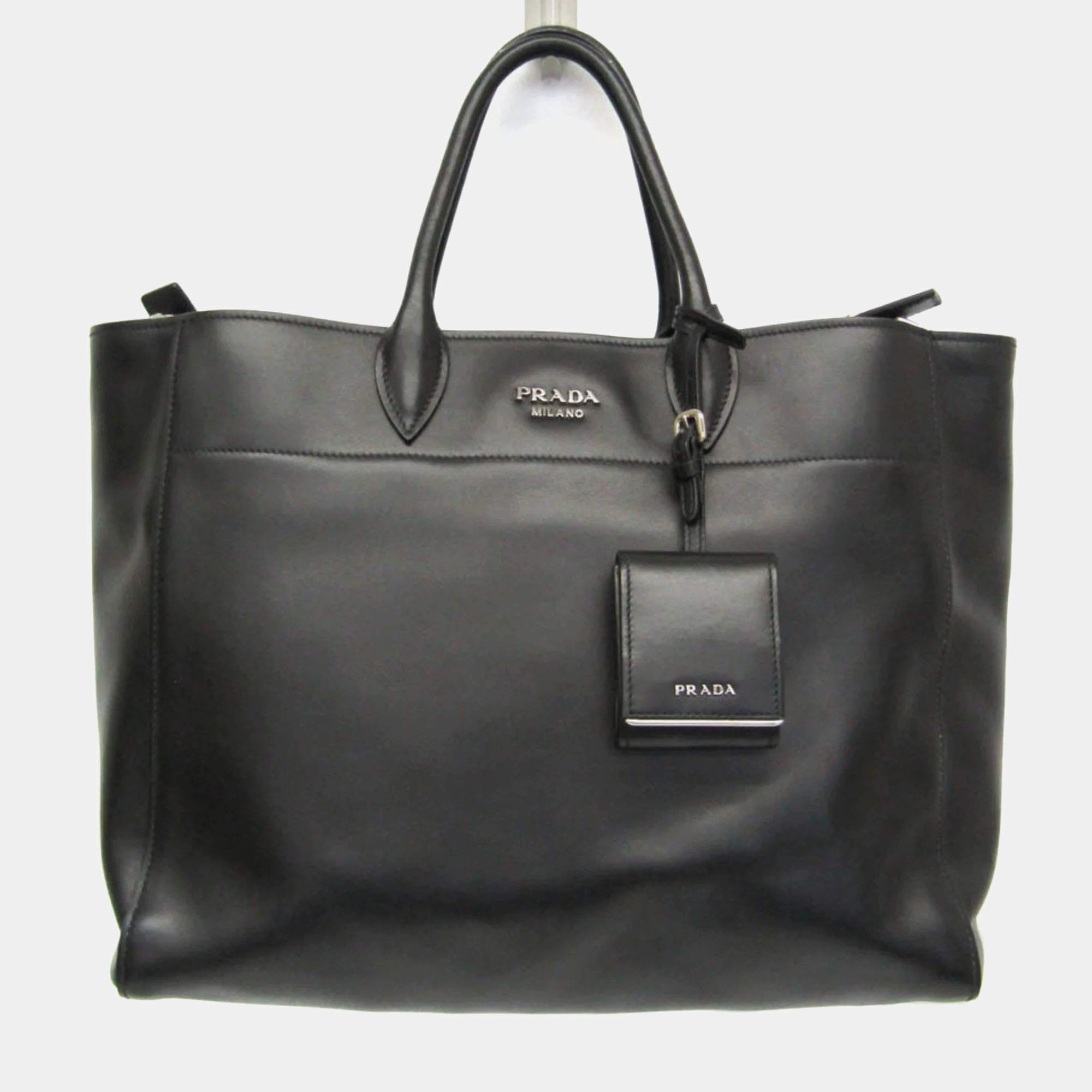 Pre Owned Prada CITY CALF Leather Shoulder Bag Black